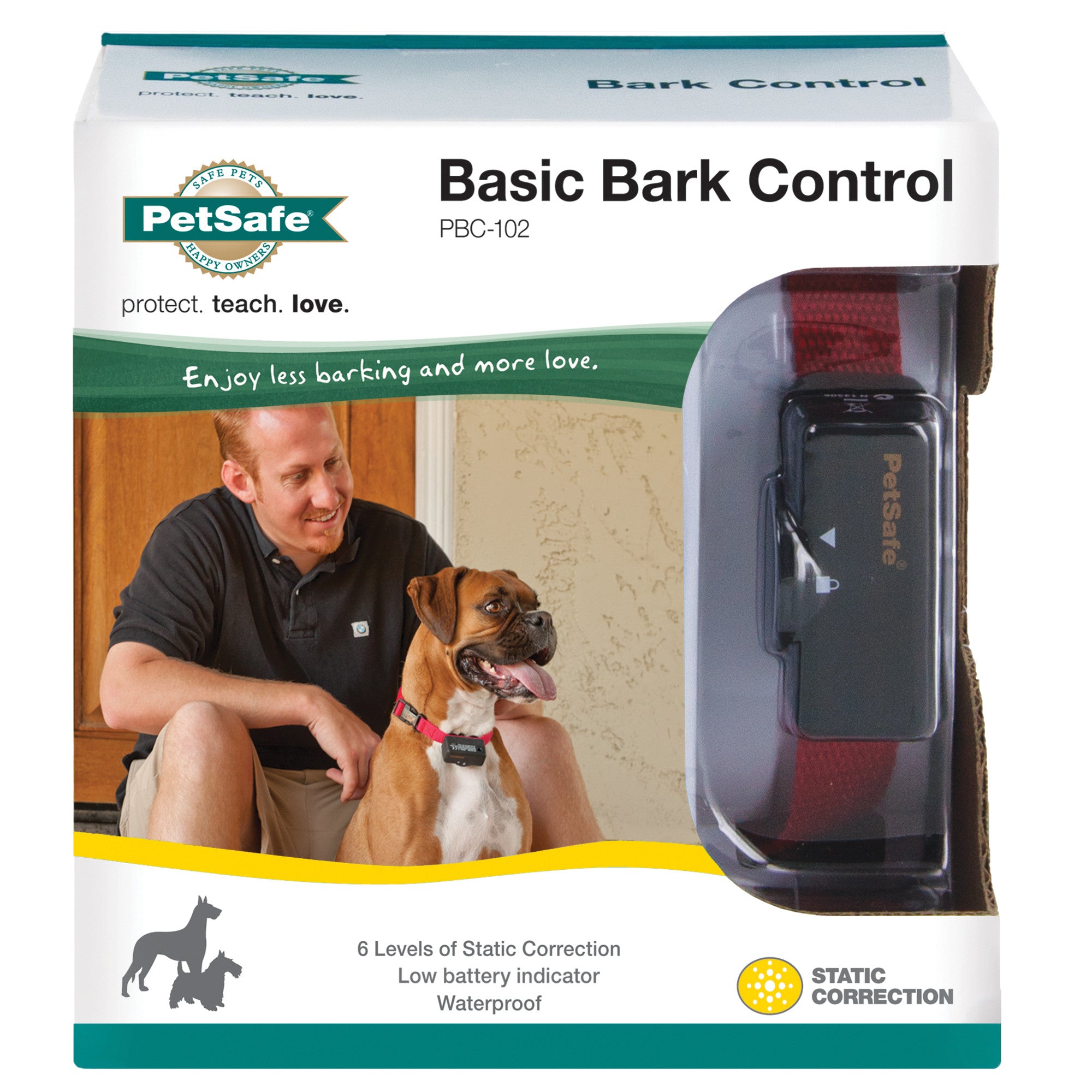 PetSafe Basic Bark Control Collar for Dogs + 8 lb.， Automatic 6 Correction Levels， Waterproof