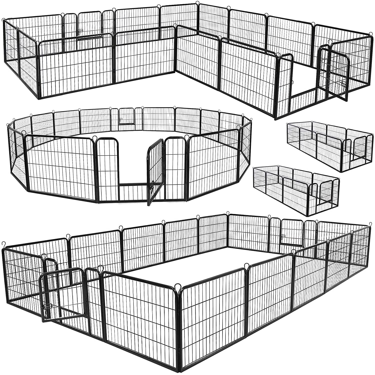 Howcool 31'' W x 24'' H Foldable Metal Exercise Pen and Pet Playpen Puppy Cat Exercise Fence Barrier Playpen Kennel - 16 Panels