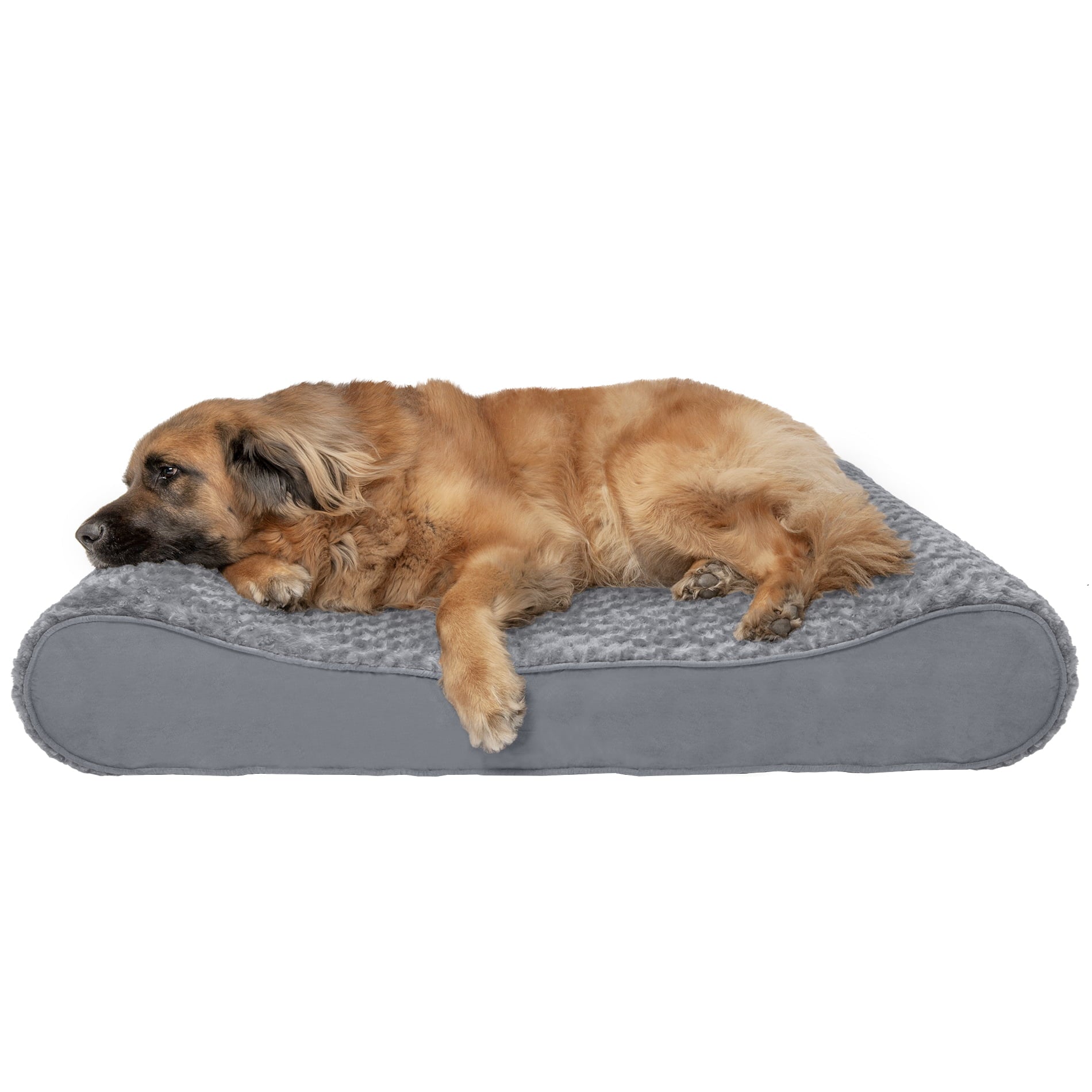 FurHaven Pet Dog Bed | Orthopedic Ultra Plush Luxe Lounger Pet Bed for Dogs and Cats， Gray， Jumbo Plus