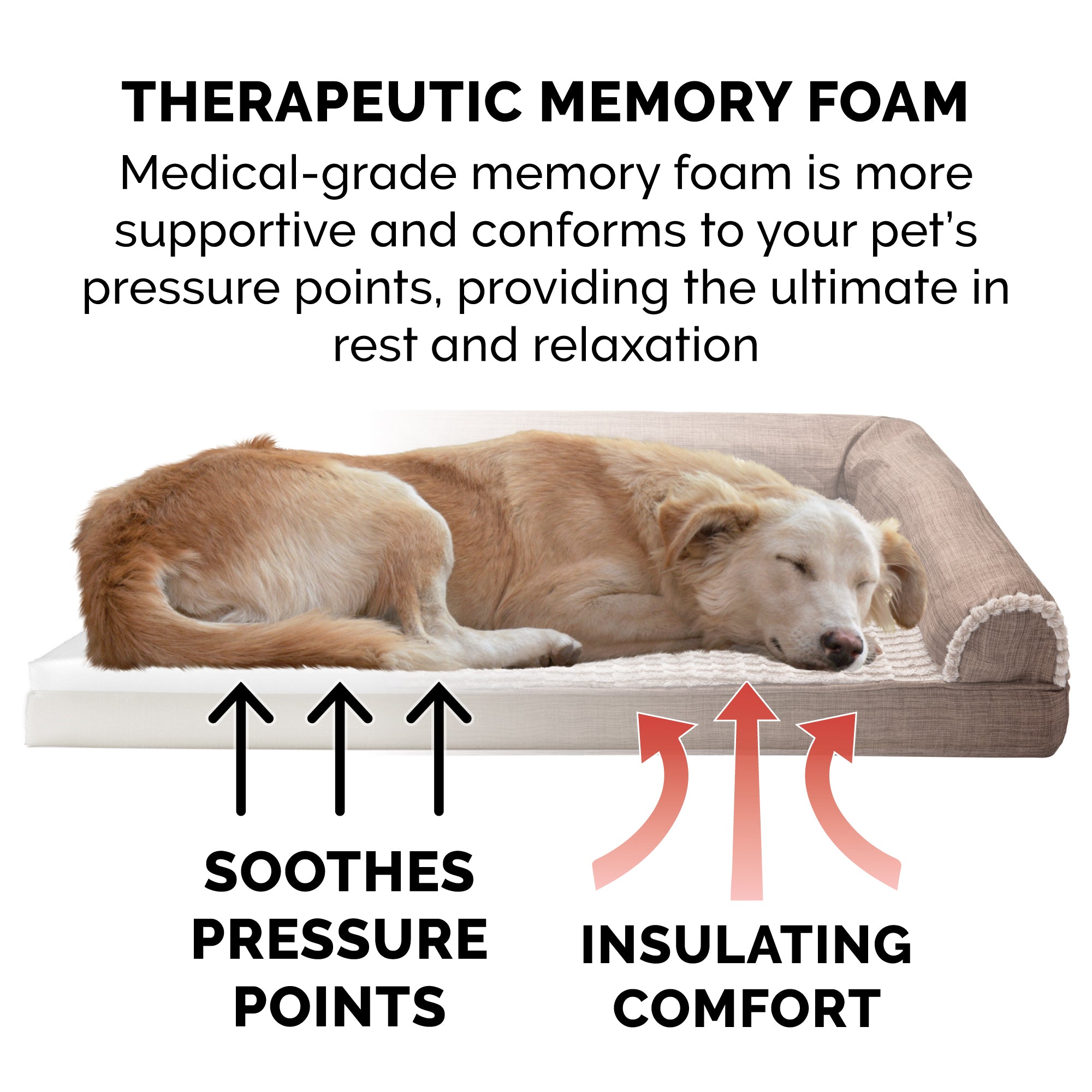 FurHaven Pet Products | Memory Foam Luxe Fur and Performance Linen Sofa Pet Bed for Dogs and Cats - Woodsmoke， Jumbo