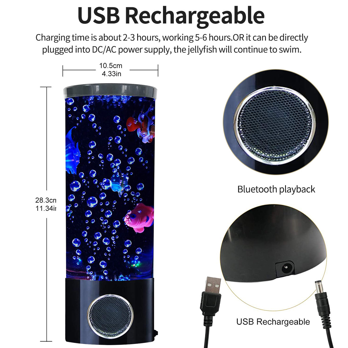 Vaticas Fish Lava Lamp Bluetooth Speaker LED Multi-Color Aquarium Light Home Office Decor Gifts