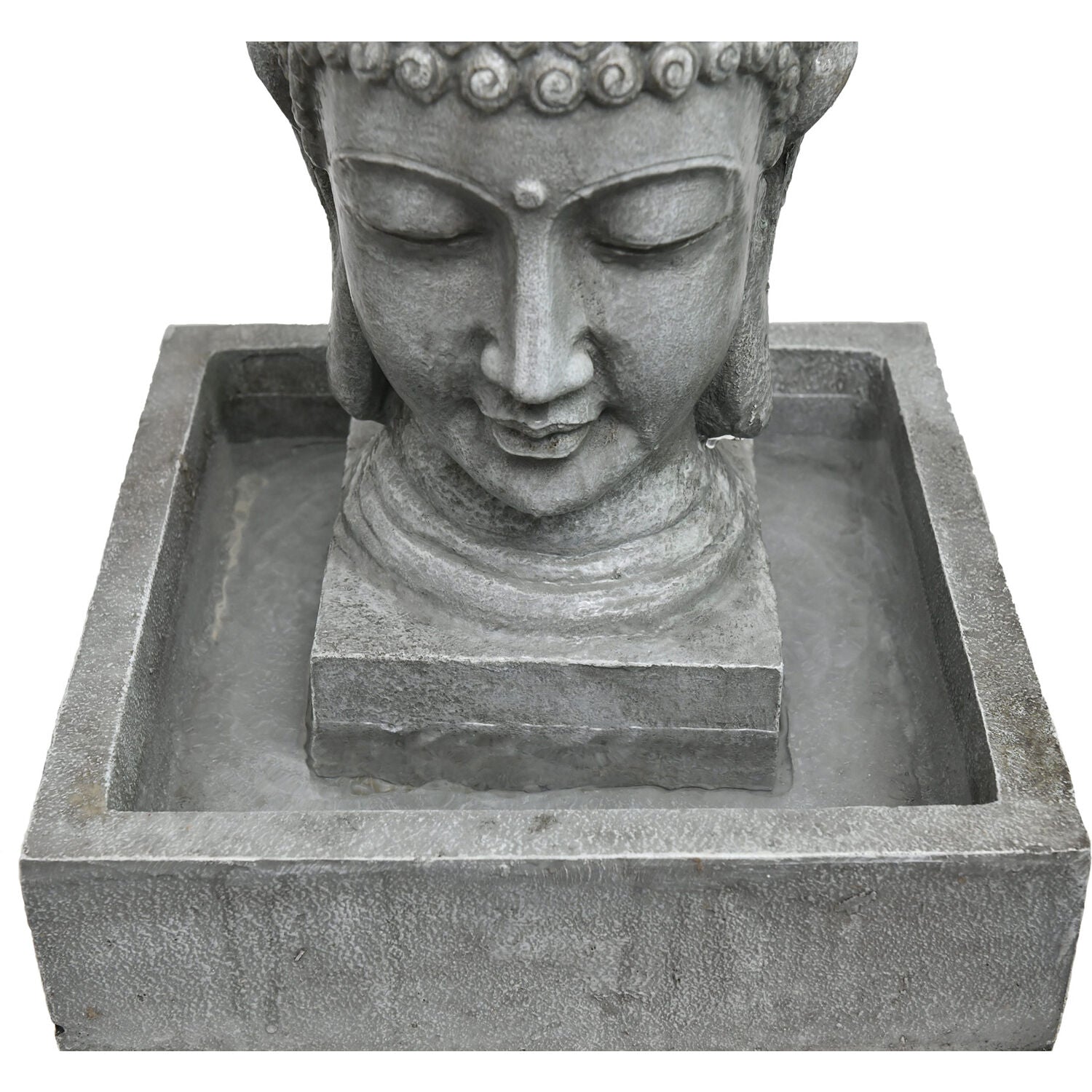 Hanover 20.5-In. Buddha Head Indoor or Outdoor Garden Fountain with LED Lights for Patio， Deck， Porch， HAN018BUDDHA-01