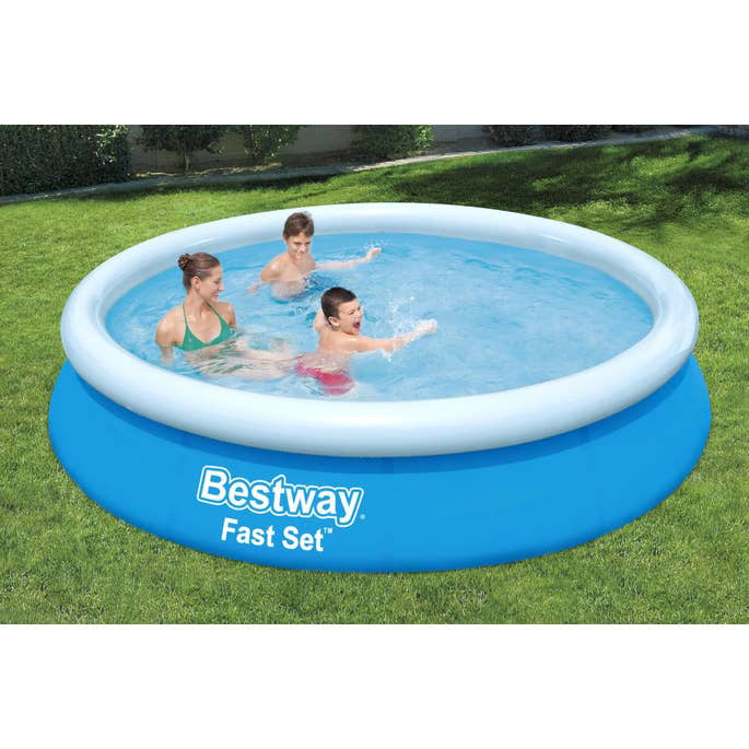 Bestway Fast Set 57308E 12 ft x 30 in Round Inflatable Pool Set， Inflatable and Kiddie Pools