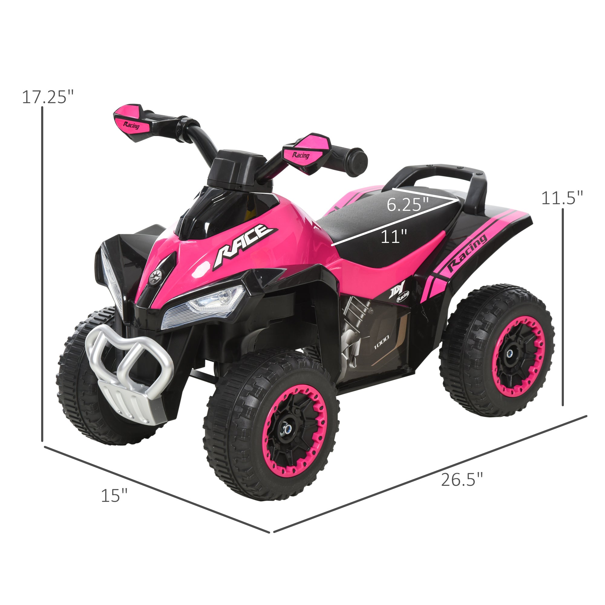 Ride on Push Along for 4 Wheel Foot-to-Floor Sliding Walking Car ATV for 18-36 Months， Pink