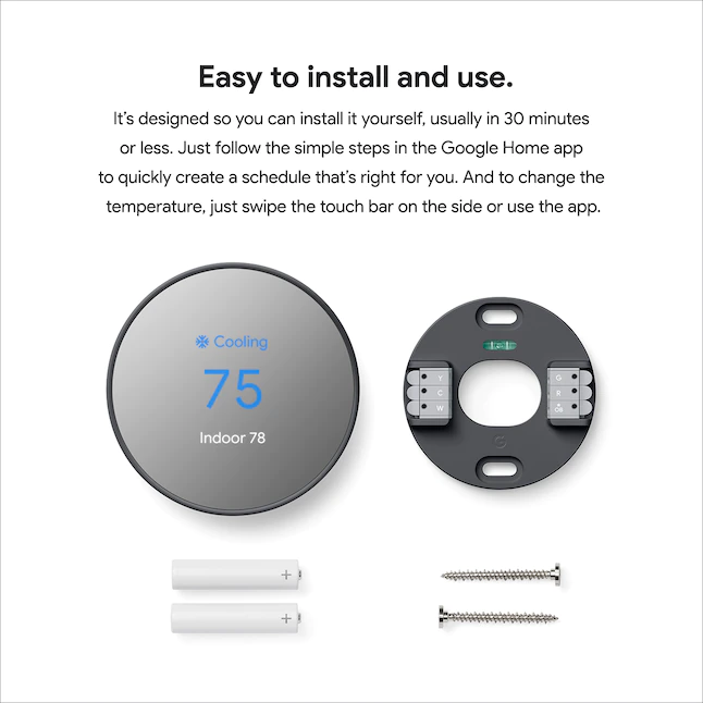 Google Nest Smart Thermostat for Home in Charcoal