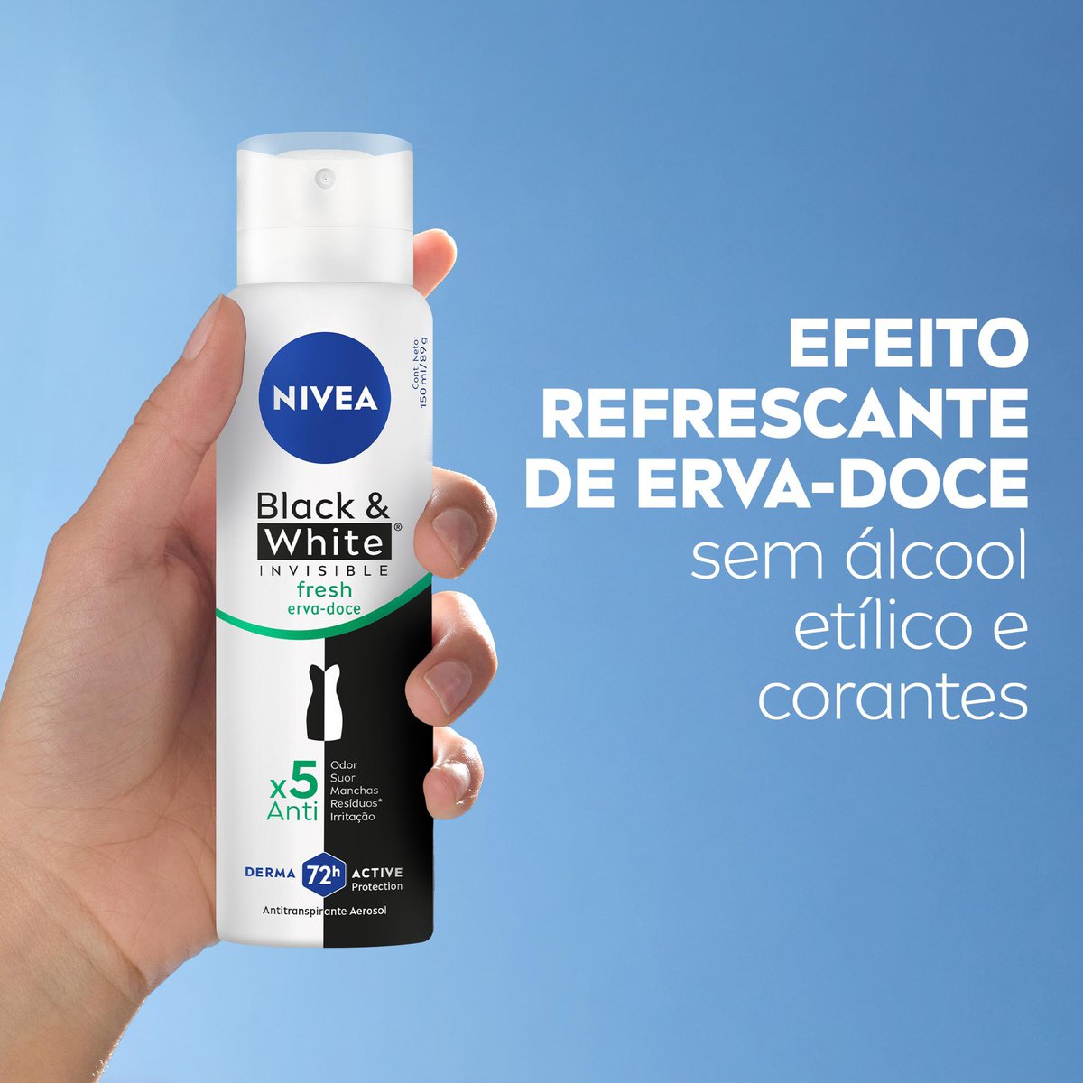Desodorante Aerossol NIVEA Black & White INVISIBLE Fresh Erva-Doce 150ml