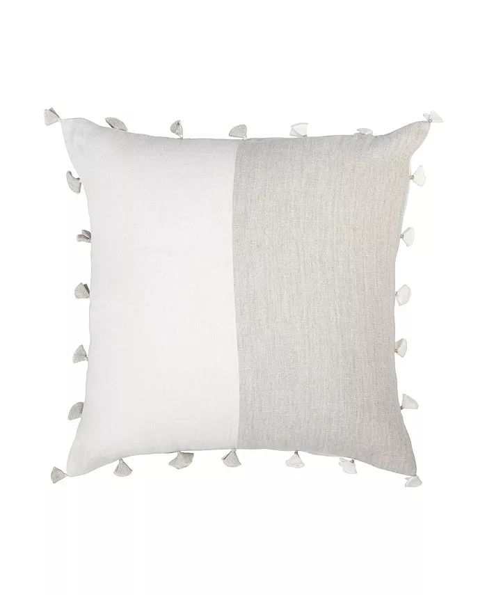 Anaya Home Natural Beige Tassels Linen Down Alternative Throw Pillow