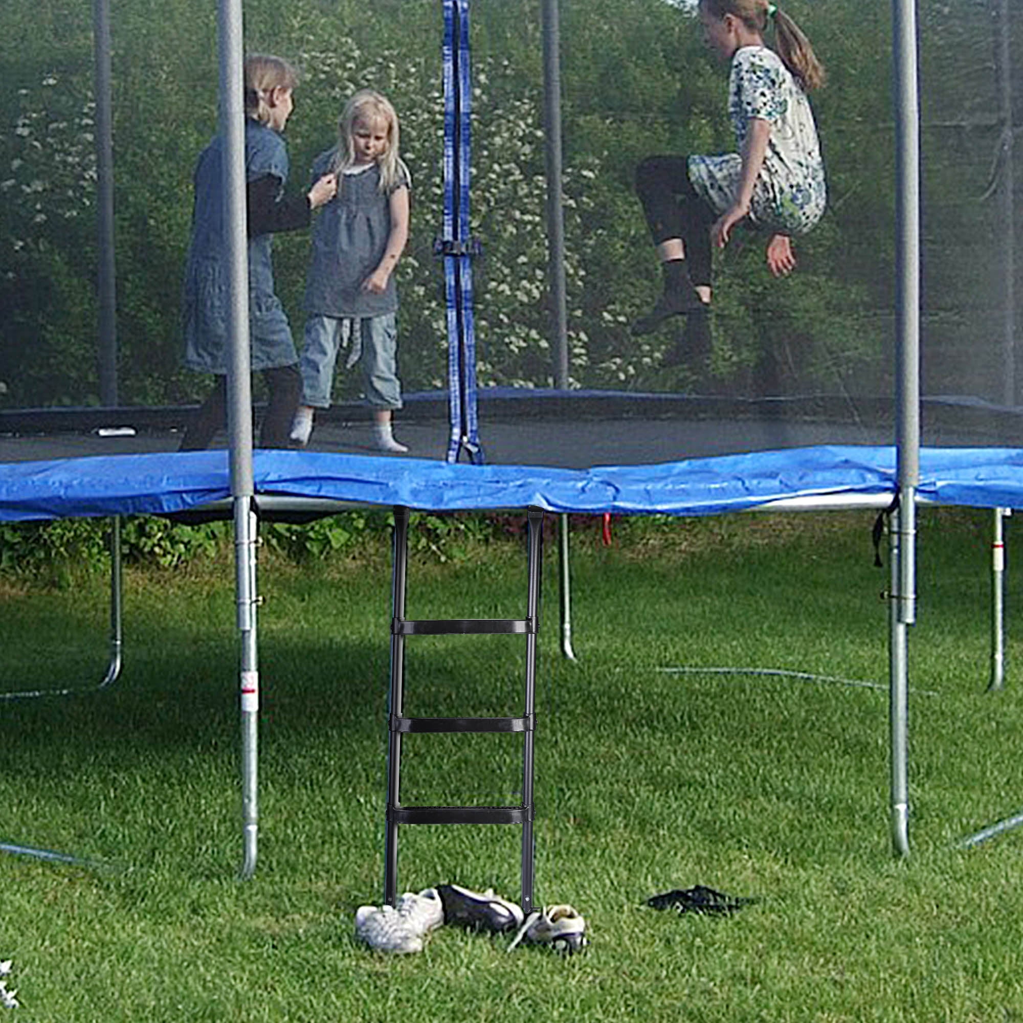 Yescom Universal 3 Step Trampoline Ladder with Wide Skid-Proof Steps Fit 15 FT or Larger Trampolines Kid Outdoor