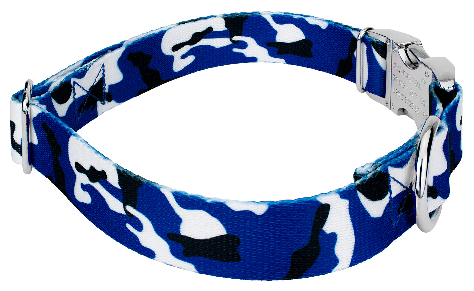 Country Brook Petz® Premium Royal Blue and White Camo Dog Collar and Leash， Extra Large