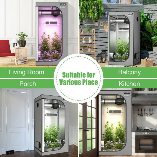 35 andtimes; 35 andtimes; 70 Inch Plant Growth Tent with Floor Tray-Gray