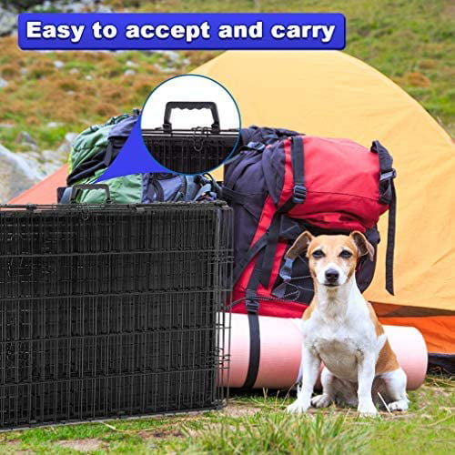 BestPet Dog Crates for Large Dogs Folding Mental with Double-Door，Divider Panel， Removable Tray and Handle (24