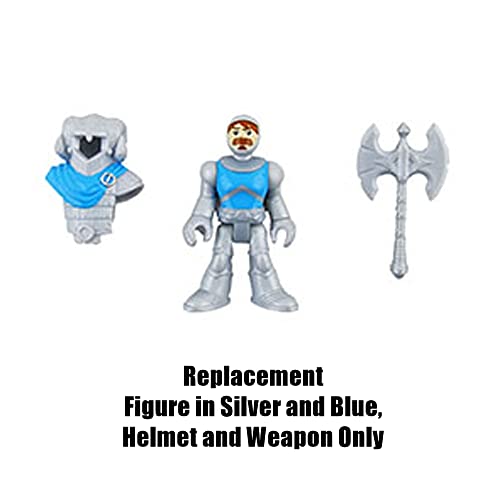 Replacement Parts for Fisher-Price Imaginext Royal Battering Ram Playset - HCG48 ~ Replacement Figure in Silver and Blue， Helmet and Weapon