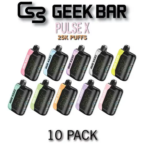 Get $20 OFF ⚡GEEK BAR Pulse X 25000 Puffs – 10-Pack of Long-Lasting Vapes with Rich Flavors