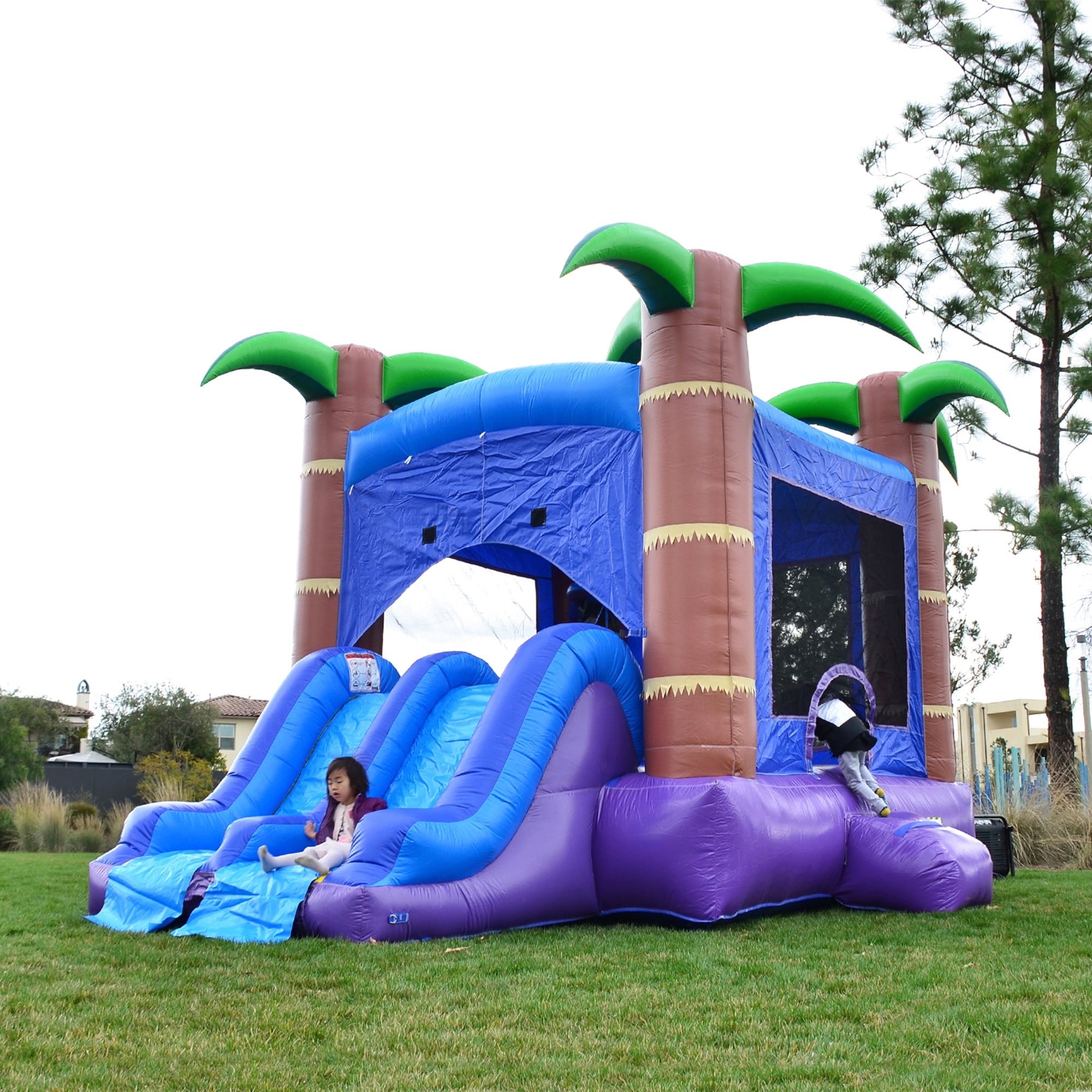 HeroKiddo Commercial Grade Inflatable Bounce House and Dual Slide Combo (Blower Included， No Pool included)， Enchanted Forest Theme， 100% PVC Vinyl， for Kids and Adults