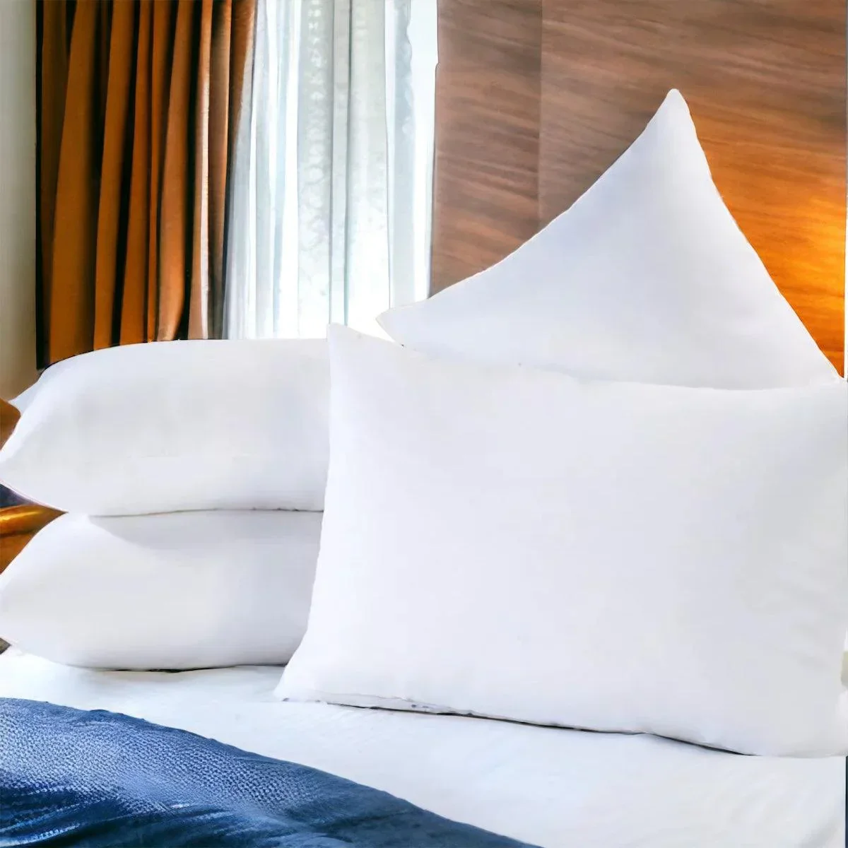 (Pague 2 Leve 4) Kit 4 Travesseiros Premium de Algodão Alto Padrão 50x70cm com Fibra de Silicone Anti-Alérgico