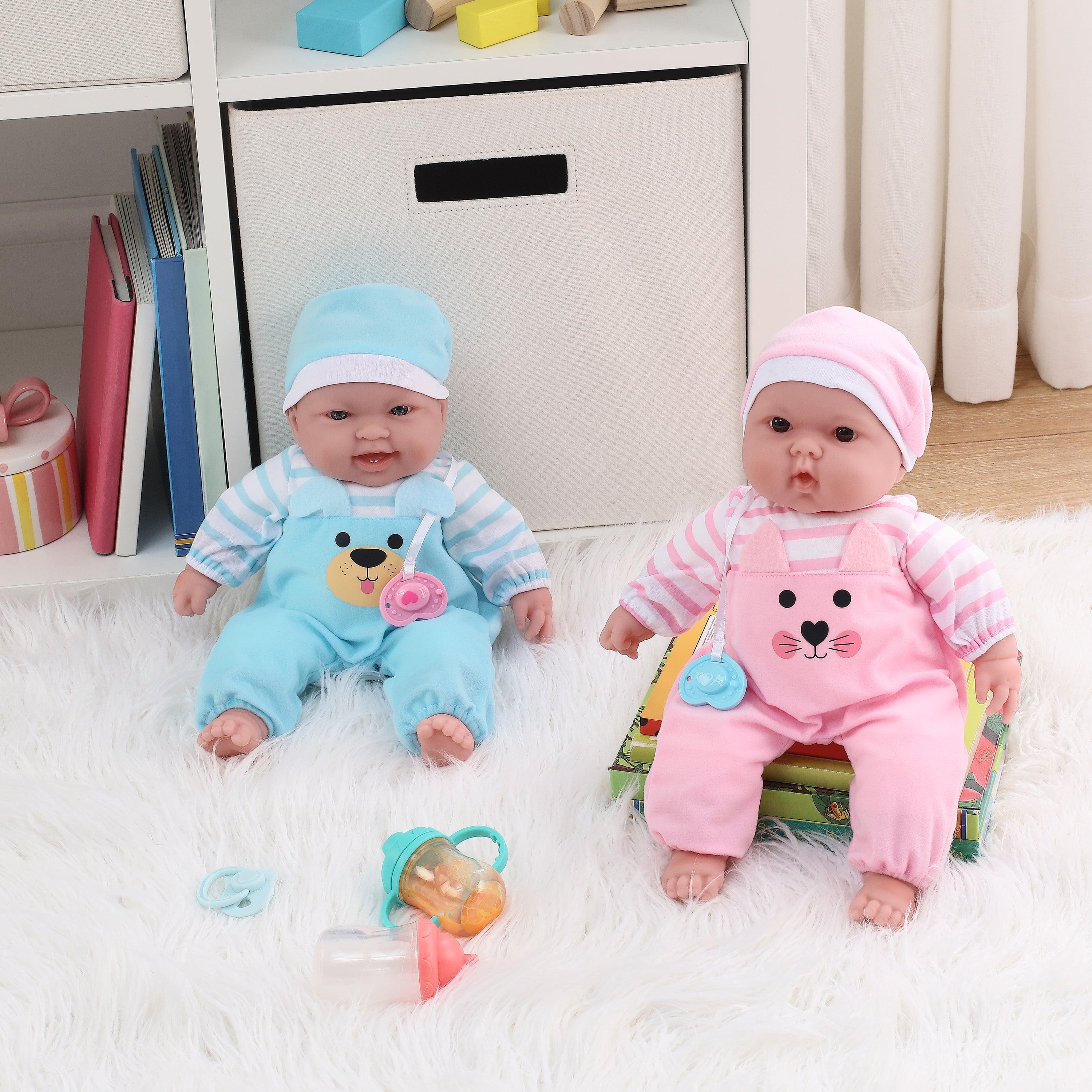 My Sweet Love Happy Twins Play Set, 6 Pieces Featuring Two 15" Soft Body Dolls, Perfect for Children 2+