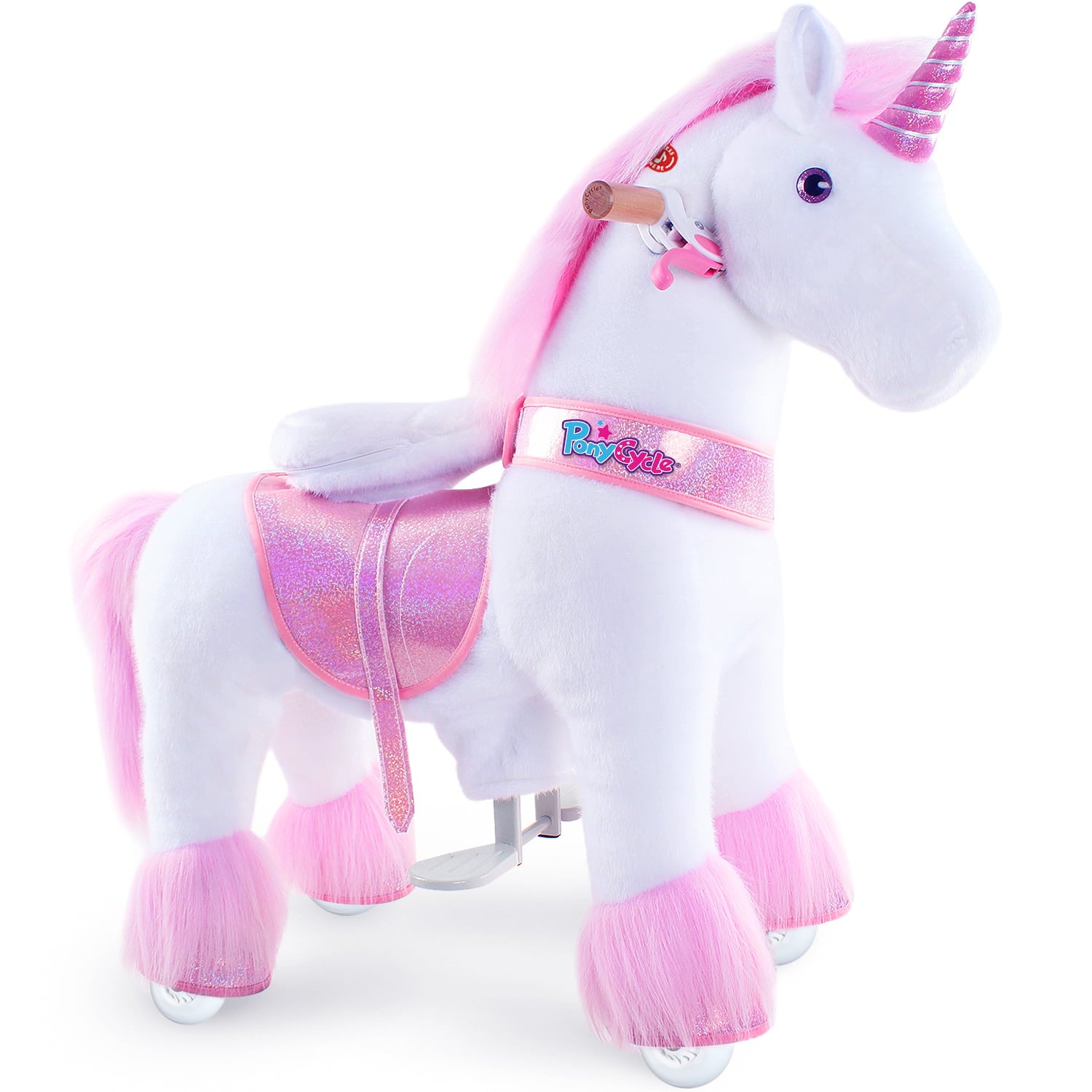 PonyCycle Ride on Unicorn Riding Horse Toy for Girls Age 3-5 Pink