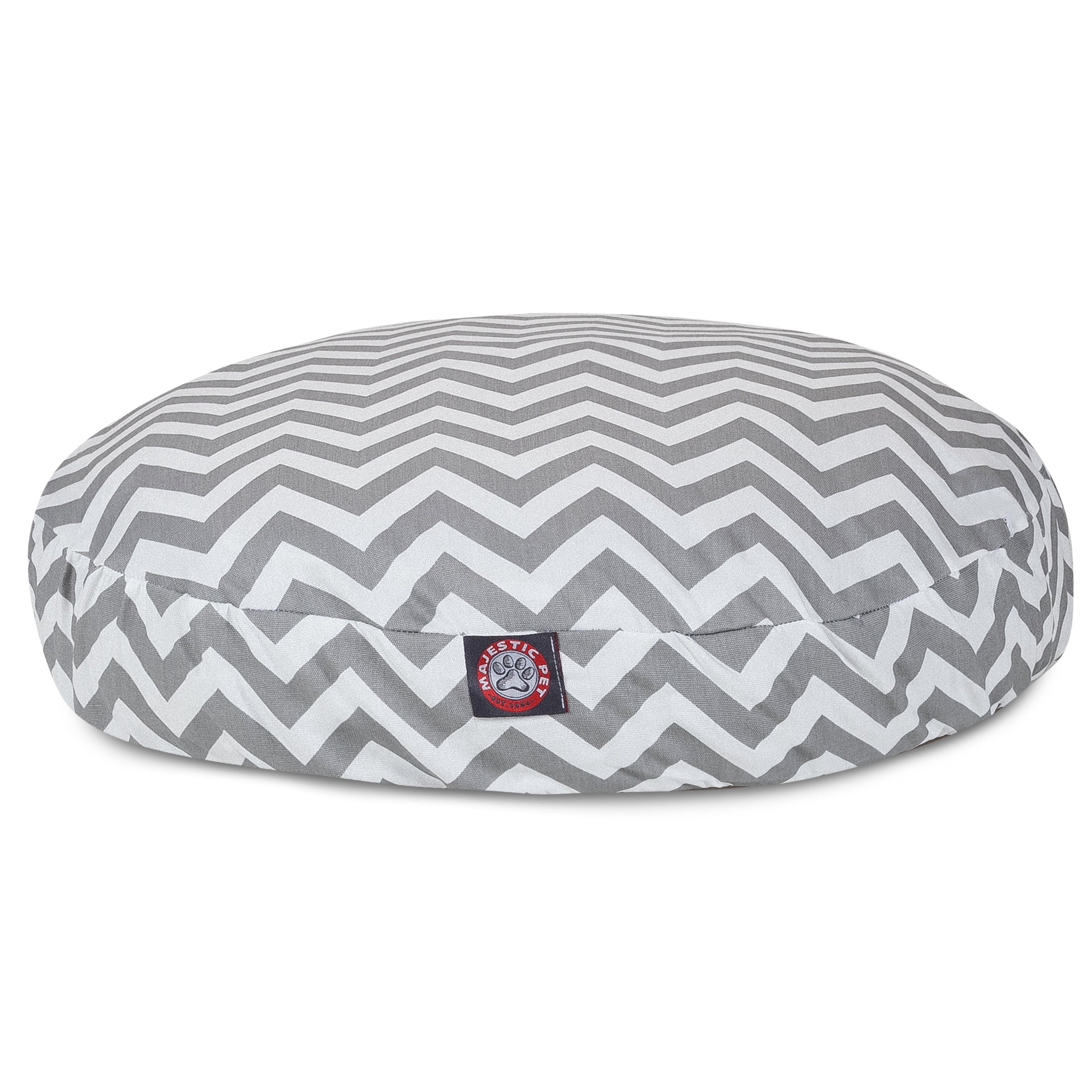 Majestic Pet | Chevron Round Pet Bed For Dogs， Removable Cover， Gray， Medium