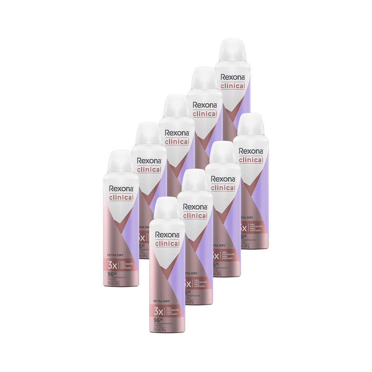 Kit com 9 Desodorantes Rexona Clinical Extra Dry Feminino