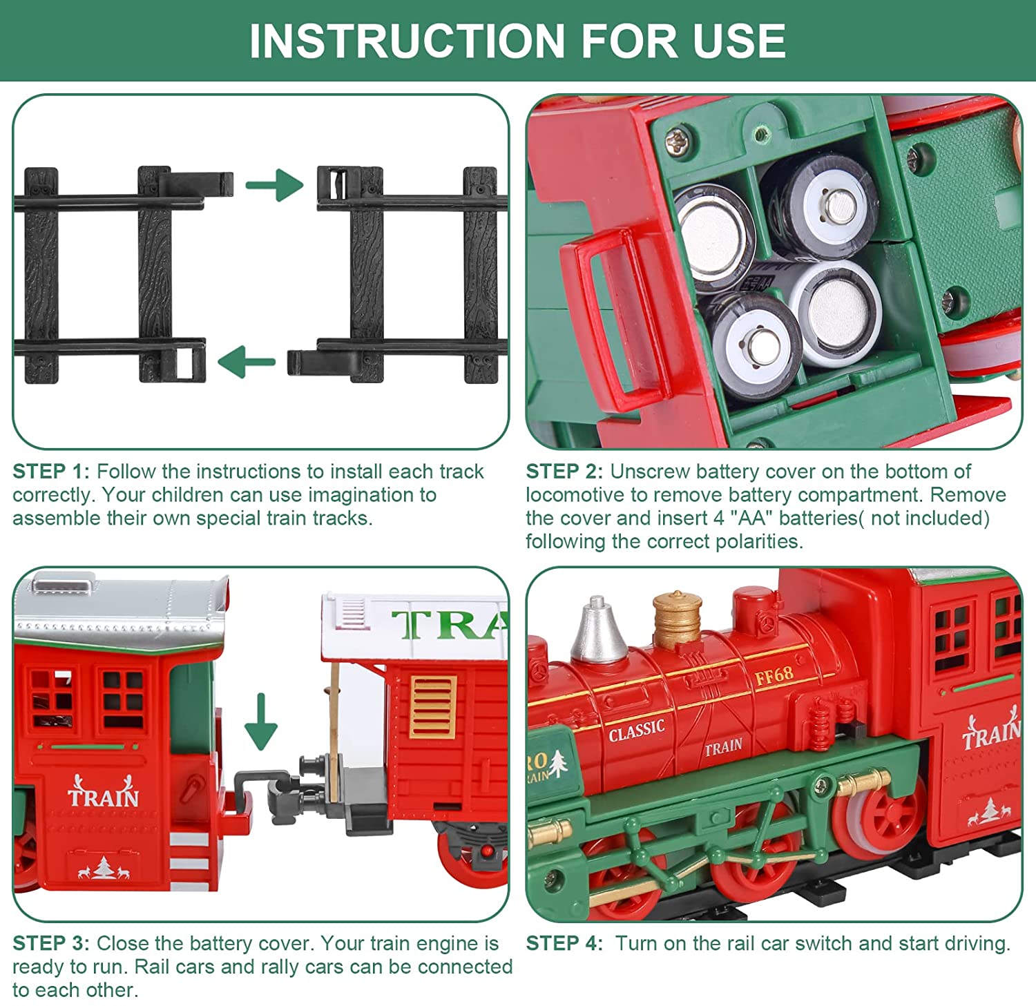 30PCS Christmas Train Toy Set， Electric Train Sets with Smoke， Sounds， Lights， Train Toy for Boys Girls