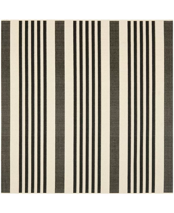 Safavieh Courtyard Black and Bone 4' x 4' Sisal Weave Square Outdoor Area Rug