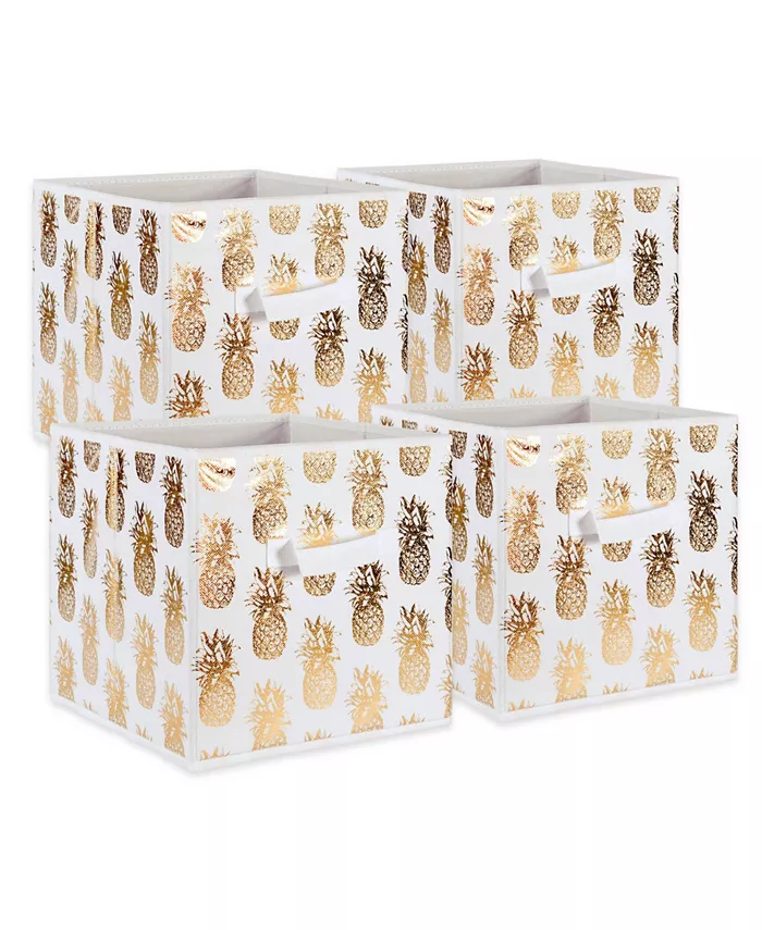 Design Imports Non-woven Polyester Cube Pineapple Square Set of 4