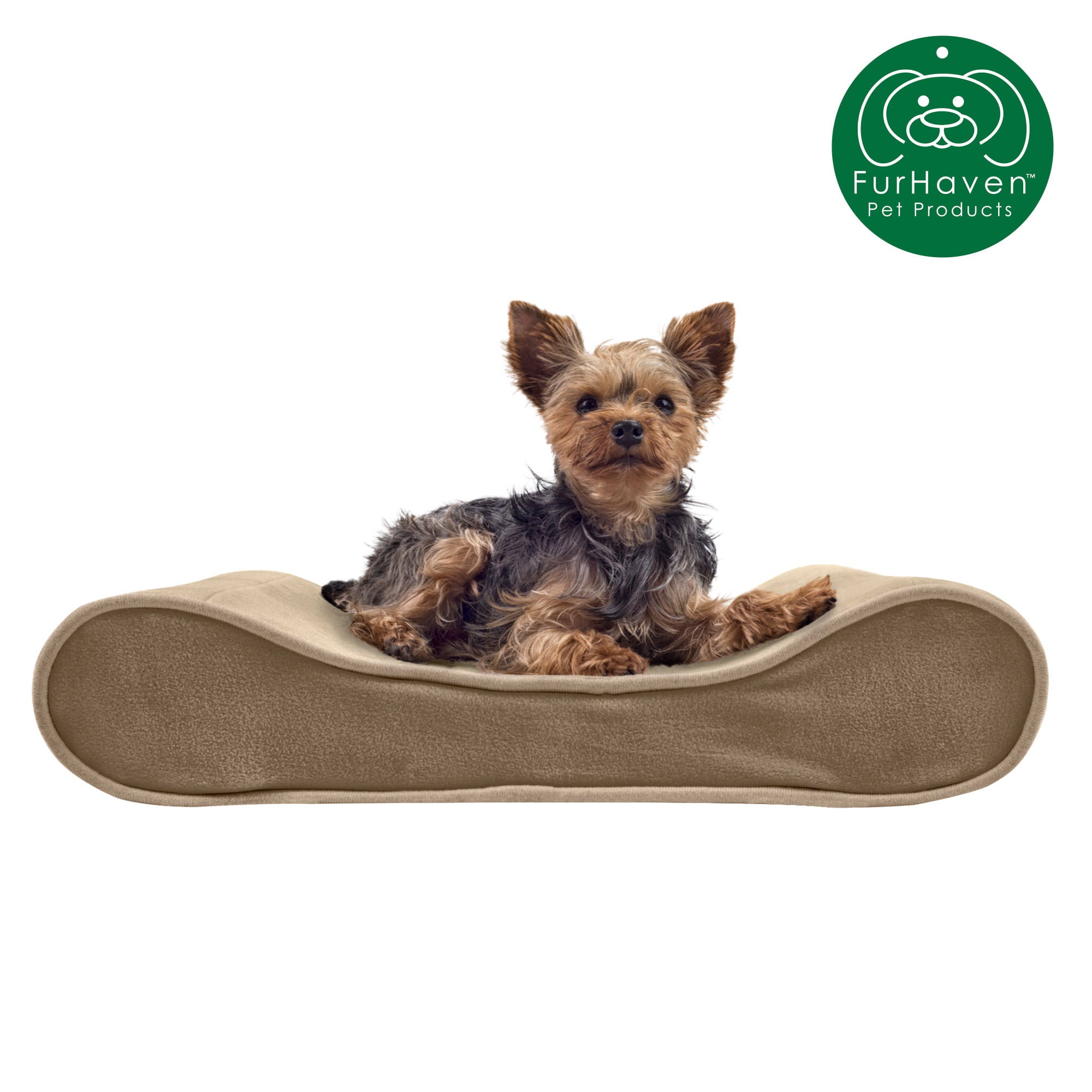 FurHaven Pet Dog Bed | Orthopedic Microvelvet Luxe Lounger Pet Bed for Dogs and Cats， Clay， Small