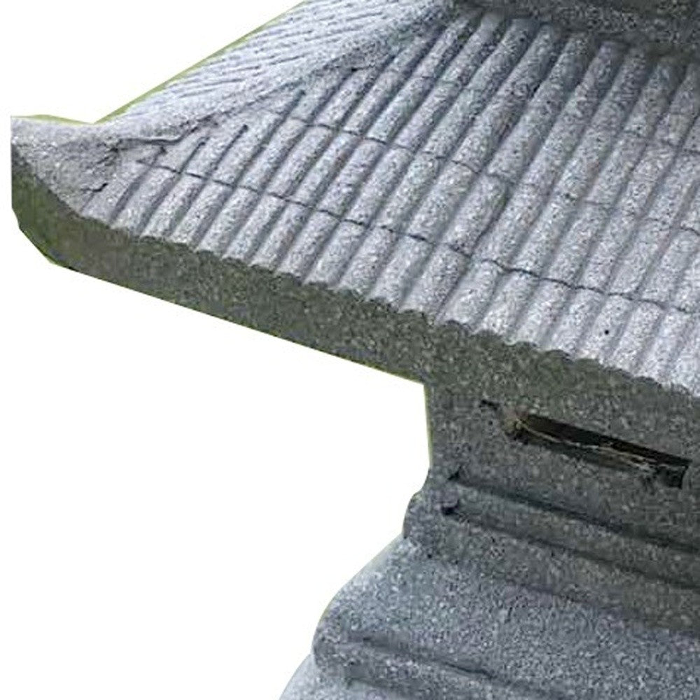 HomeRoots 473207 26 in. Dark Gray Pagoda Solar Light Lantern Outdoor Statue, Black