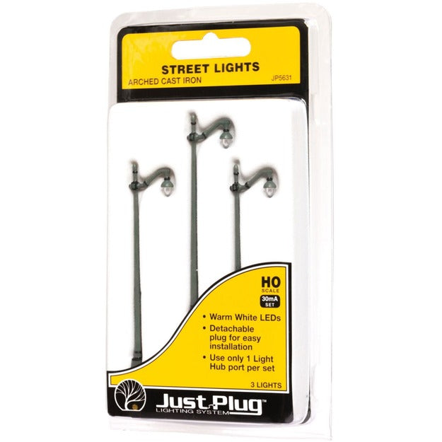 Just Plug Woodland Scenics HO scale Street Lights Arched Cast Iron