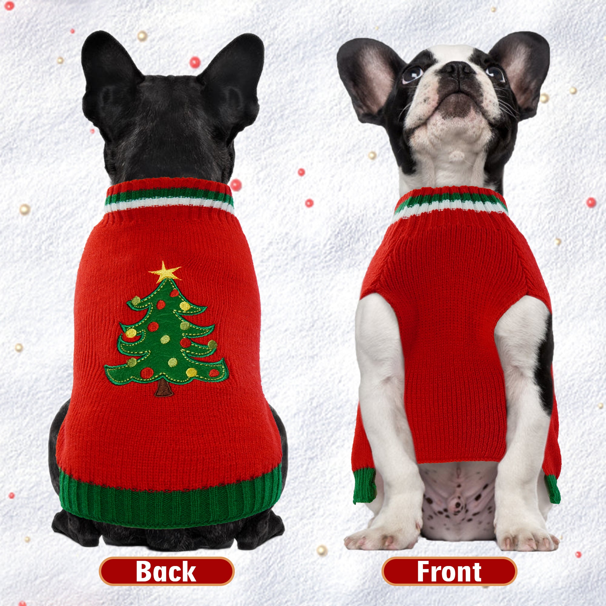 IDOMIK Dog Sweater， Christmas Dog Sweaters， Dog Knitwear for Cold Weather Small Medium Dog Pet Clothes Cozy Doggie Vest Dog Winter Coat Costume， Red
