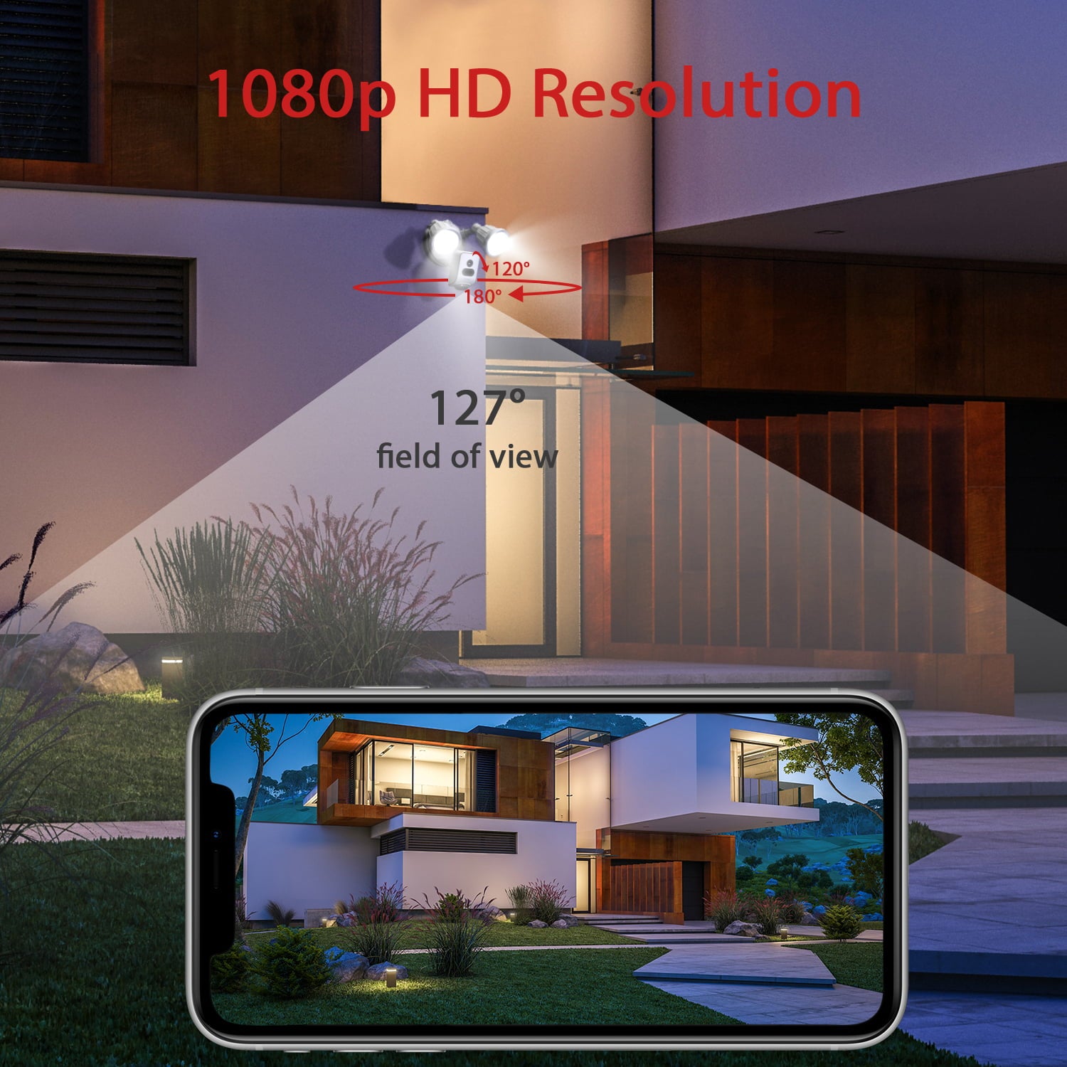 Victure FC920 Floodlight Outdoo Camera， 24/7 Record， Night Vision， Motion-Activated.LED Light，Wireless Connection