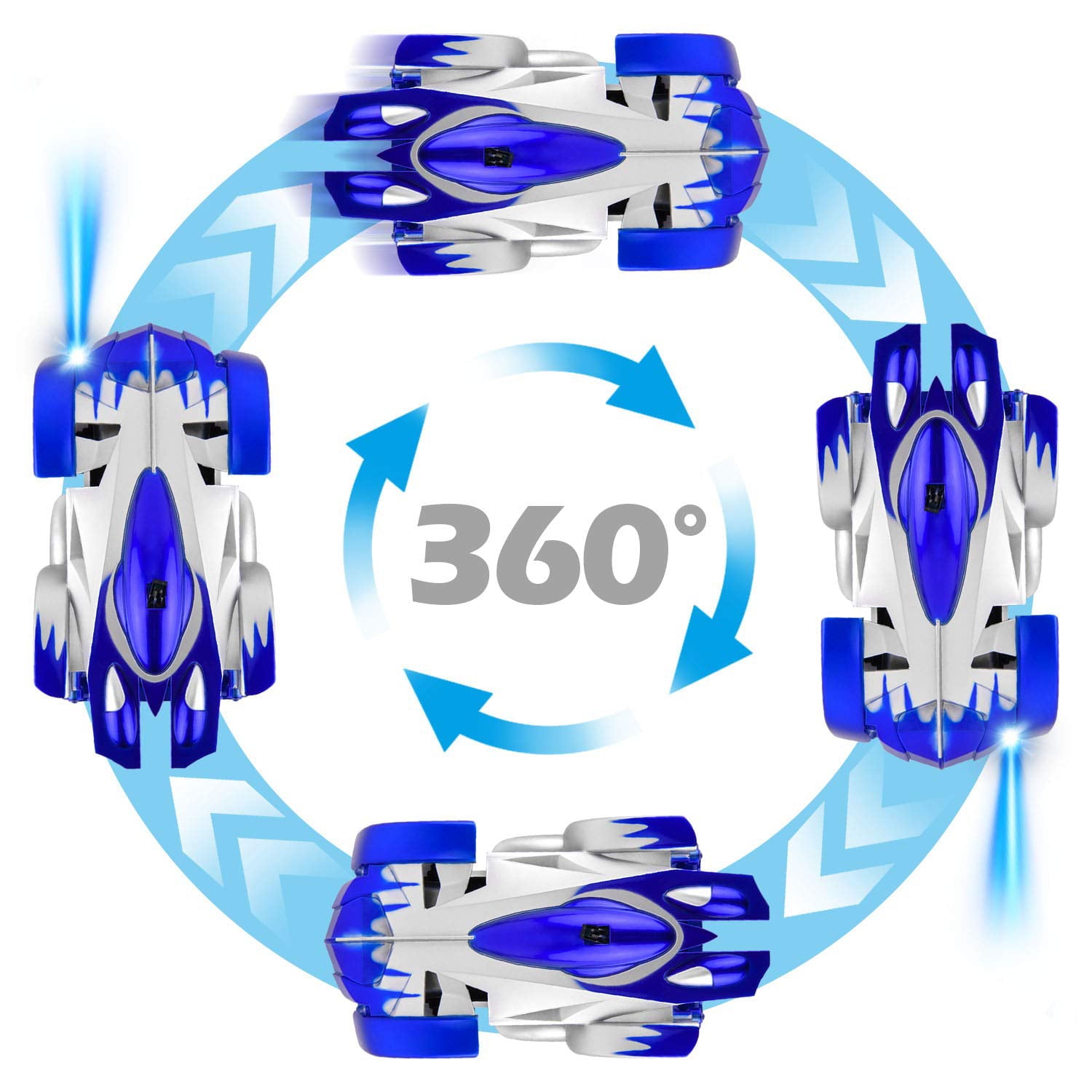 Remote Control Car Stunt Vehicle with Led Lights Kids Toys Gifts for 4 5 6 7 8 9 10 Years Old Boys Blue