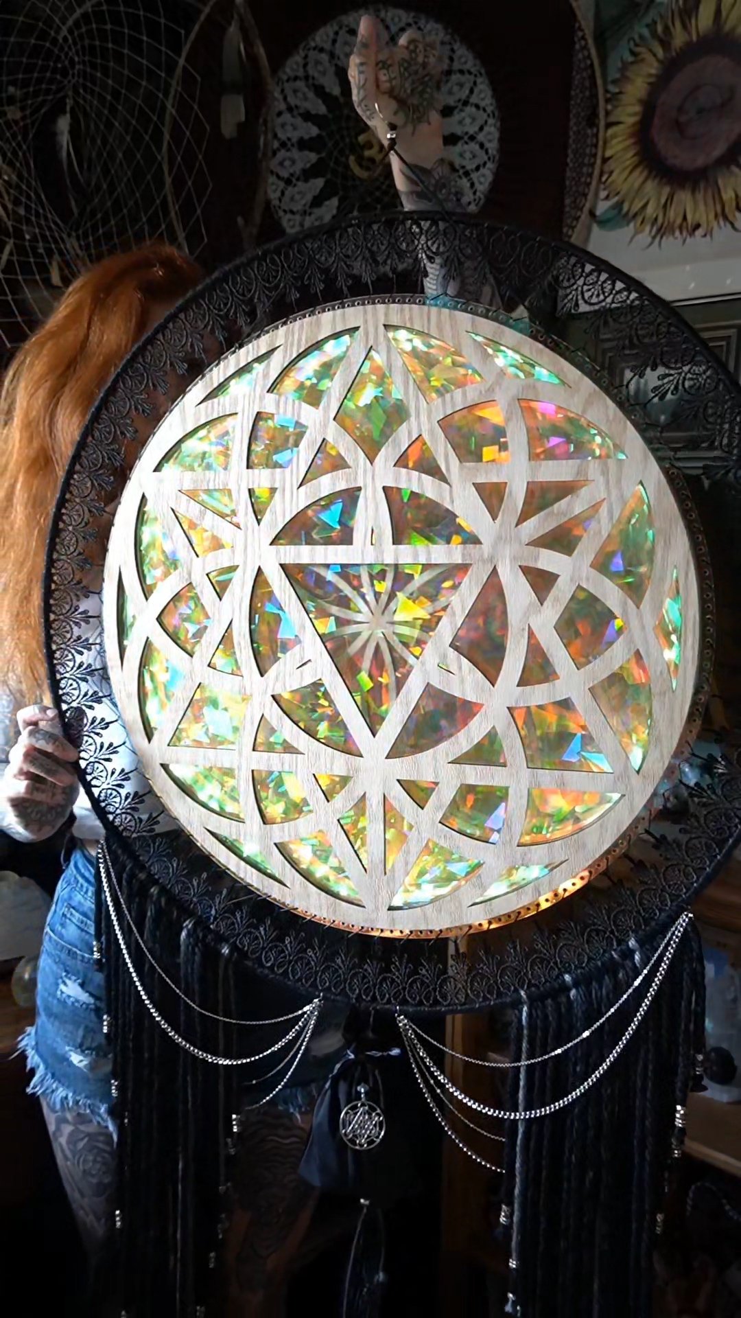 💝Clearance sale + free shipping-Mandala art dreamcatcher with light🪶