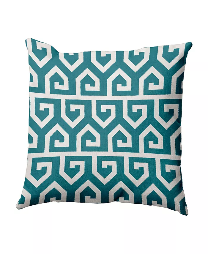 E by Design 16 Inch Teal Decorative Geometric Throw Pillow