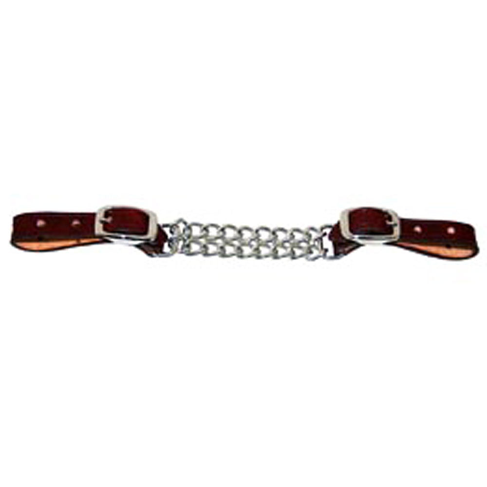 23AI 5/8 Inch Hilason Western Tack Horse Latigo Leather Double Row Curb Mouth Chain