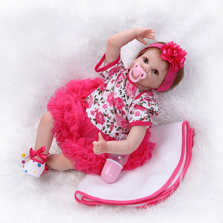 Zimtown 22" Handmade Lifelike Baby Girl Doll Silicone Vinyl Reborn Newborn Dolls Cute Baby Boy Girl Toy Gift