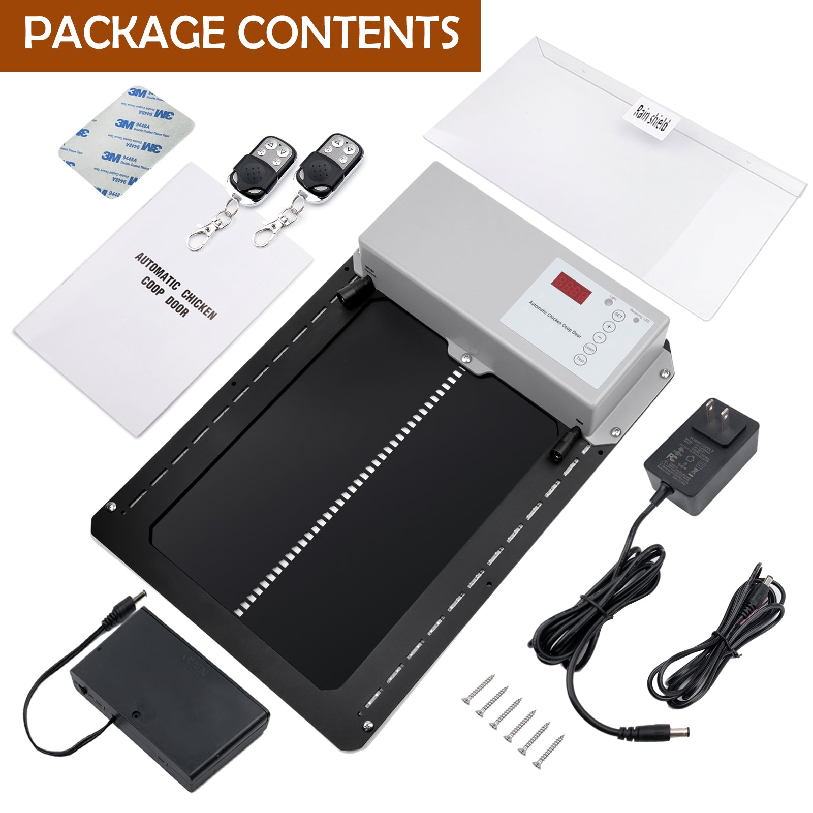 HIDBEA Automatic Chicken Coop Door， Full Aluminum Doors with Light Sensor and Gravity Induction， Waterproof Poultry Coop Door with Timer Control， Black