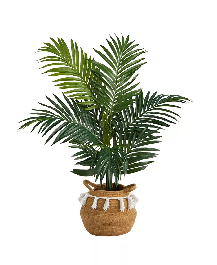 Nearly Natural 4' Kentia Palm Artificial Tree in Boho Chic Planter