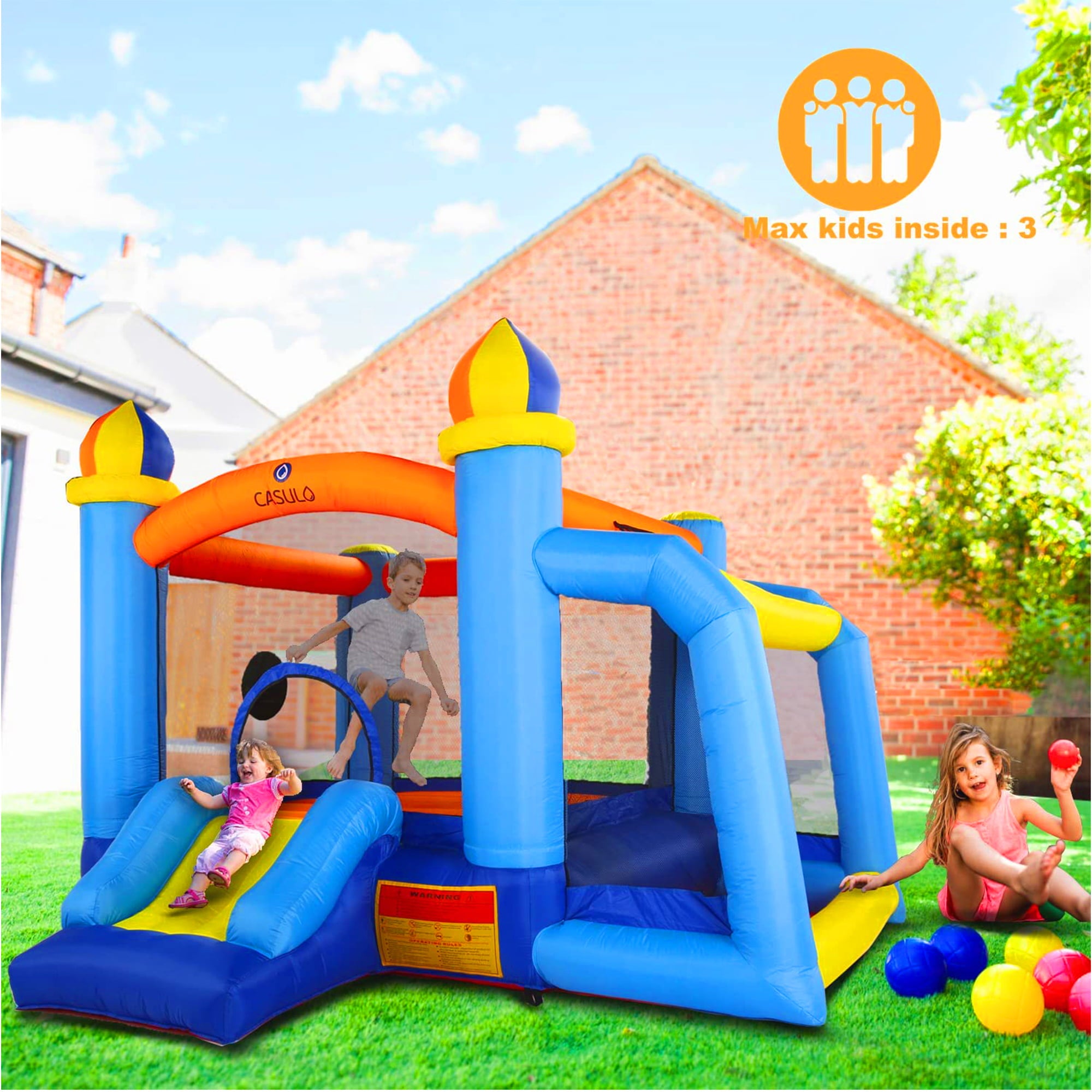 116''x 117'' Toddler Inflatable Bounce House Kids Jumping Bouncer Slide Large Jump Play Area with Blower