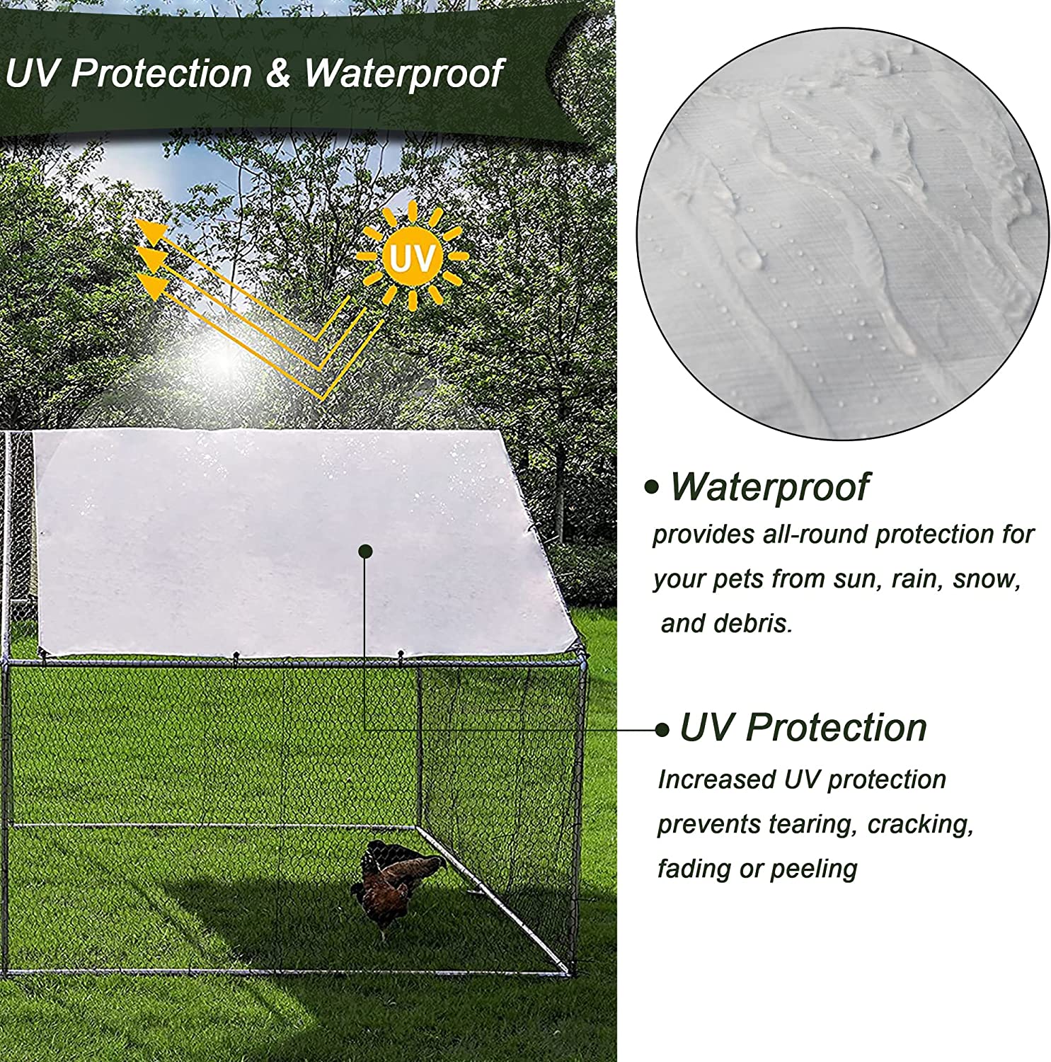 Large Chicken Coop Metal Chicken Runs for Yard， 10' Walk in Chicken Coop Cage Chicken Pen Poultry Cage with Waterproof and Anti-UV Cover Heavy Duty Rabbit Hutch Duck Cage for Outdoor， Backyard and Farm