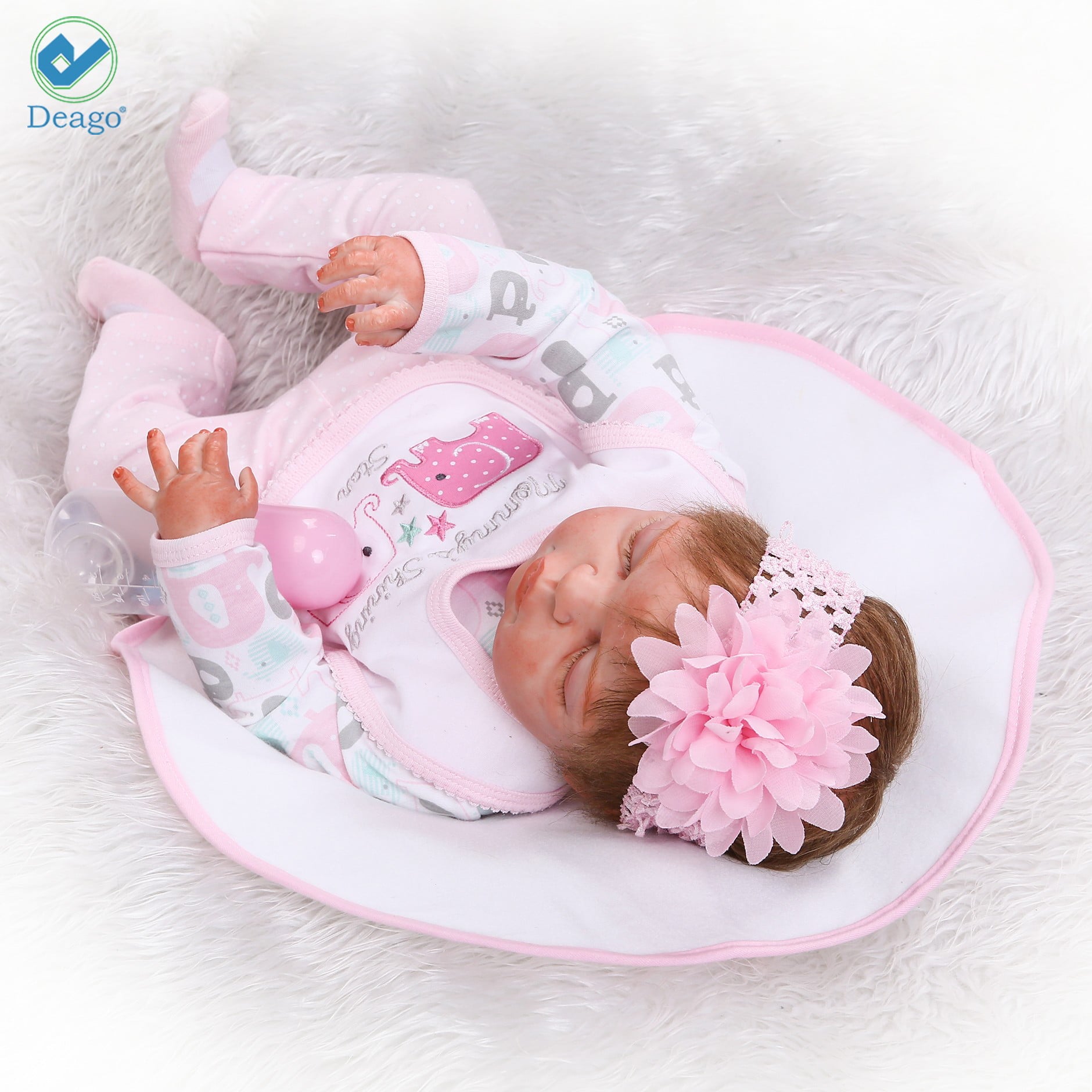 Deago Reborn Baby Dolls 22" Cute Realistic Soft Silicone Vinyl Dolls Newborn Baby dolls With Clothes