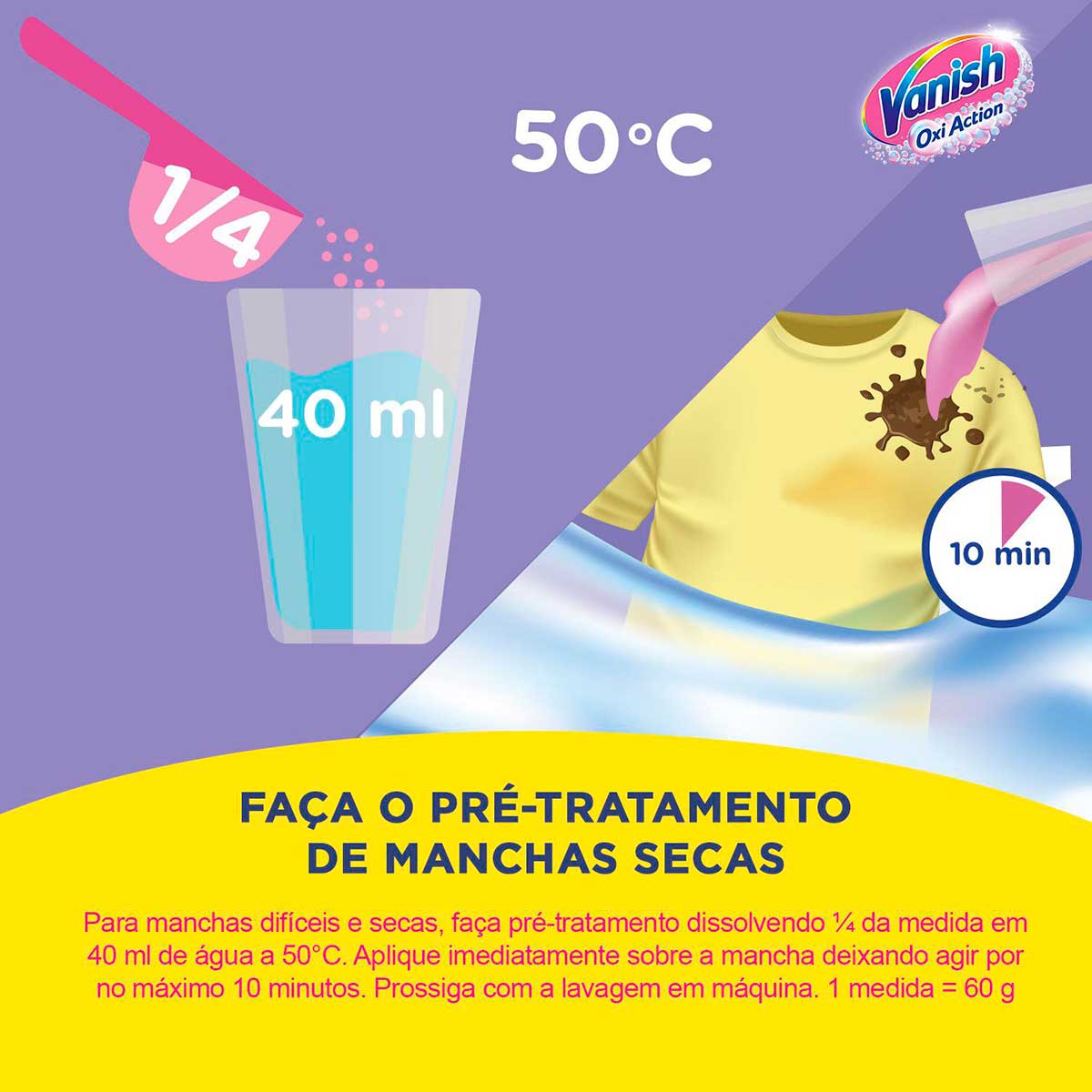 Tira Manchas em Po Vanish Multi Power Oxi Action para roupas coloridas 450g