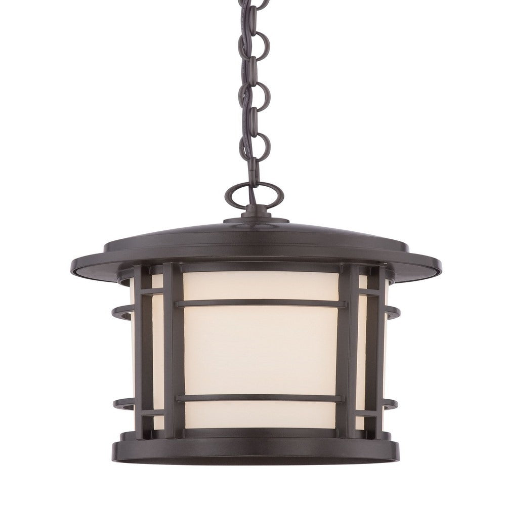 Designers Fountain LED22434-BNB Barrister - 14.75 Inch 13W 1 Led Outdoor Hanging Lantern   Burnished Bronze Finish with White Opal Glass