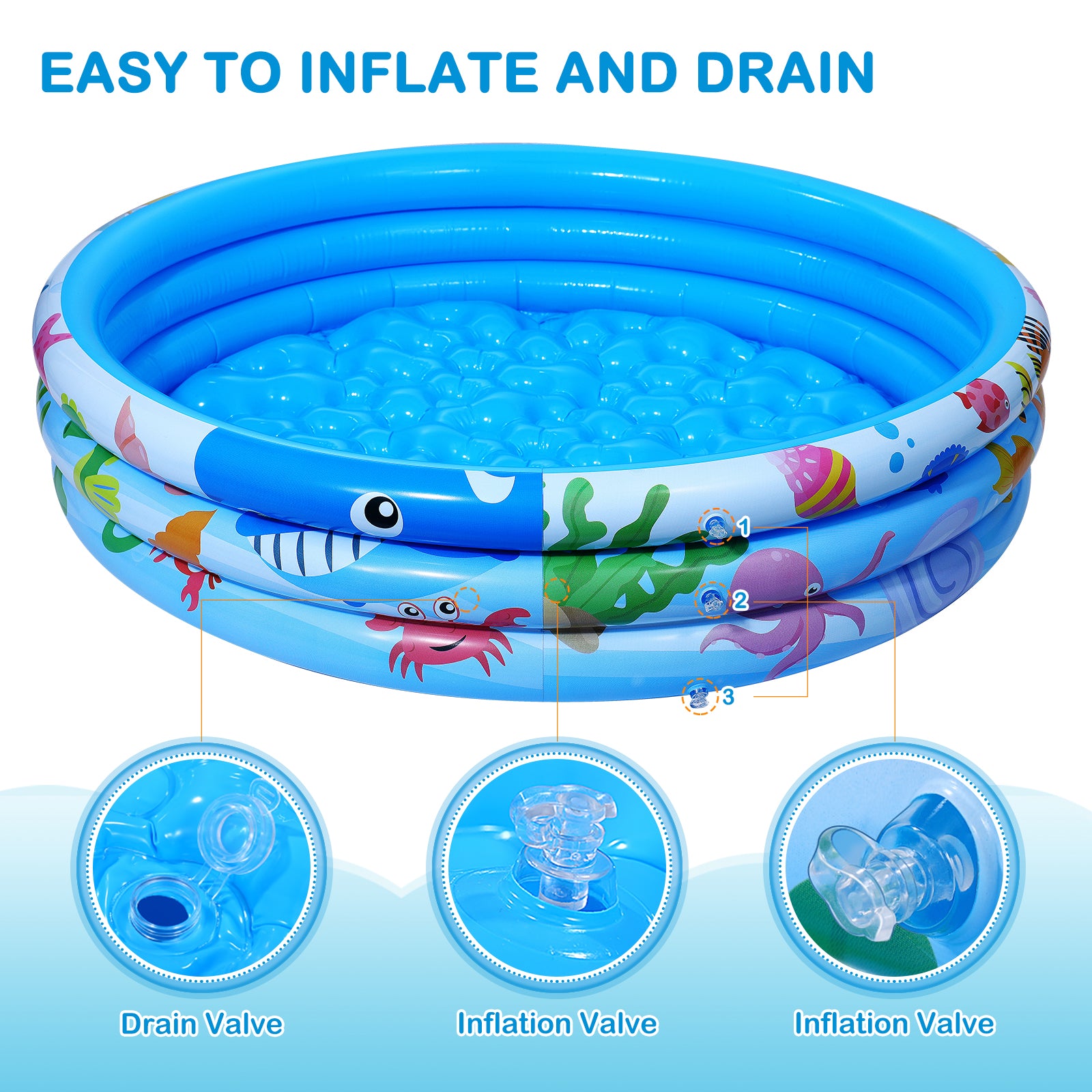 IBASETOY PVC Inflatable Swimming Pool Circular Household Playing Baby Bathing Pool Summer Kids Toy 120x120x28cm