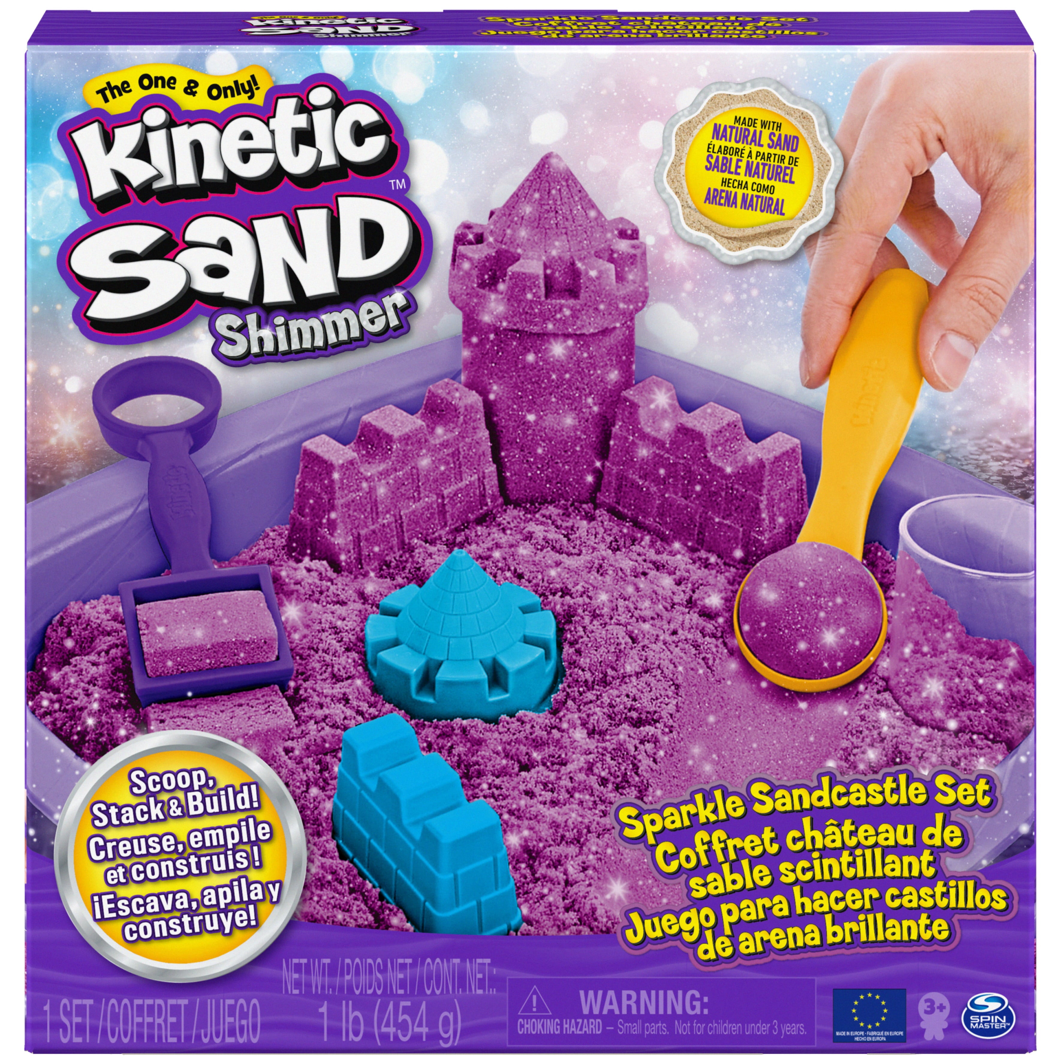 Kinetic Sand Sparkle Sandcastle Set w/ 1lb Purple Shimmer Kinetic Sand
