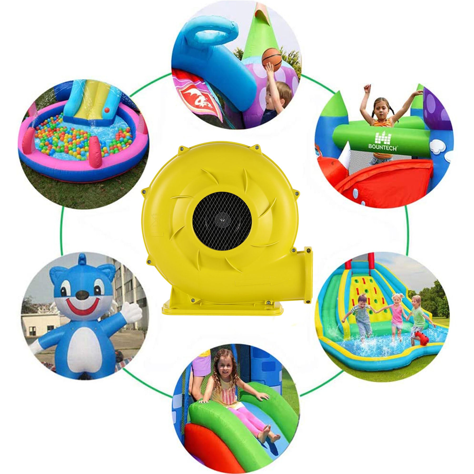 450W Air Blower Pump Fan for Inflatable Bounce House Bouncy CastleandInflatable Projection Screen， 0.6 HP Air Mover Carpet Dryer Blower Floor Fan Pro Janitorial