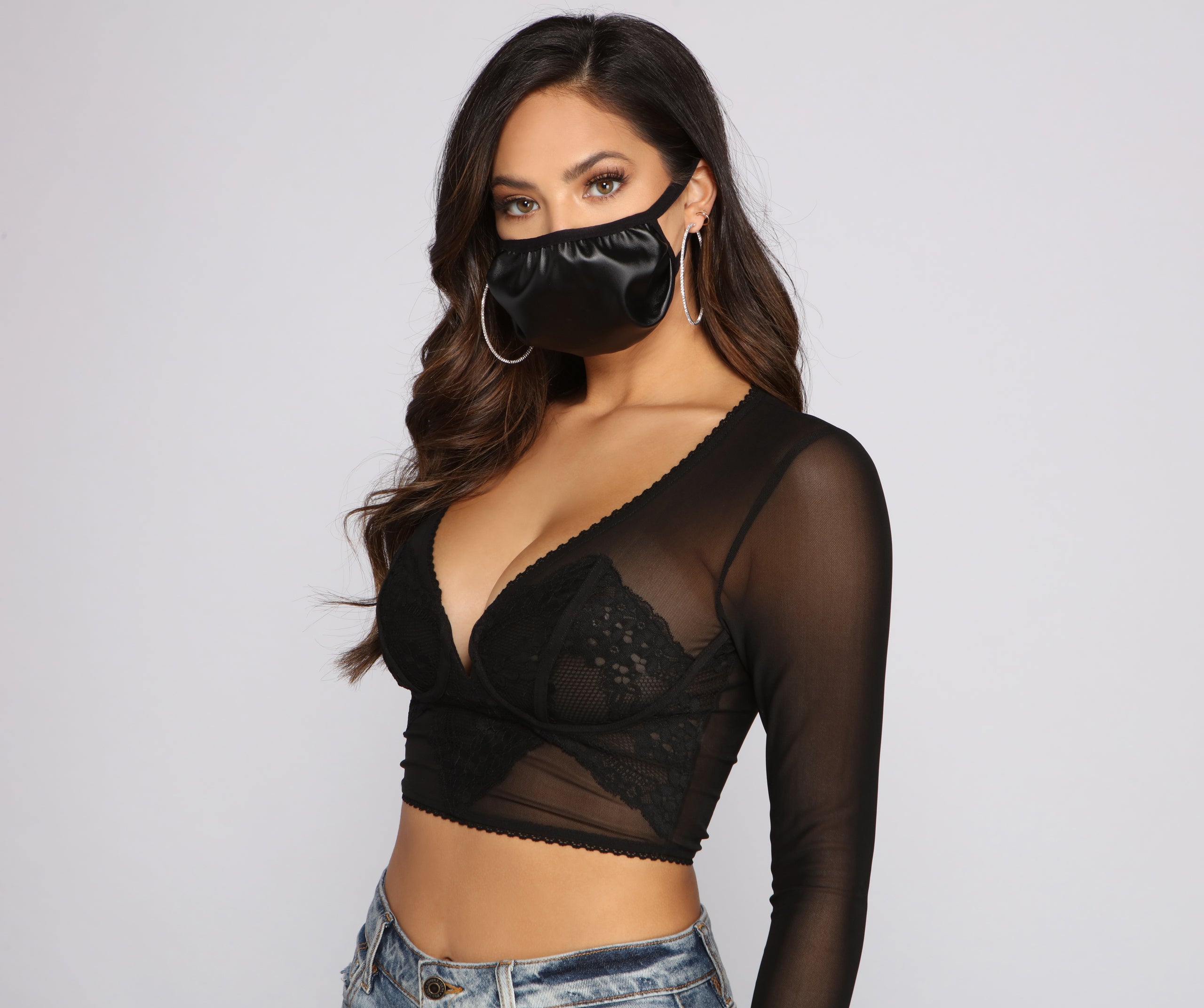 Faux Leather Face Mask With Earloops