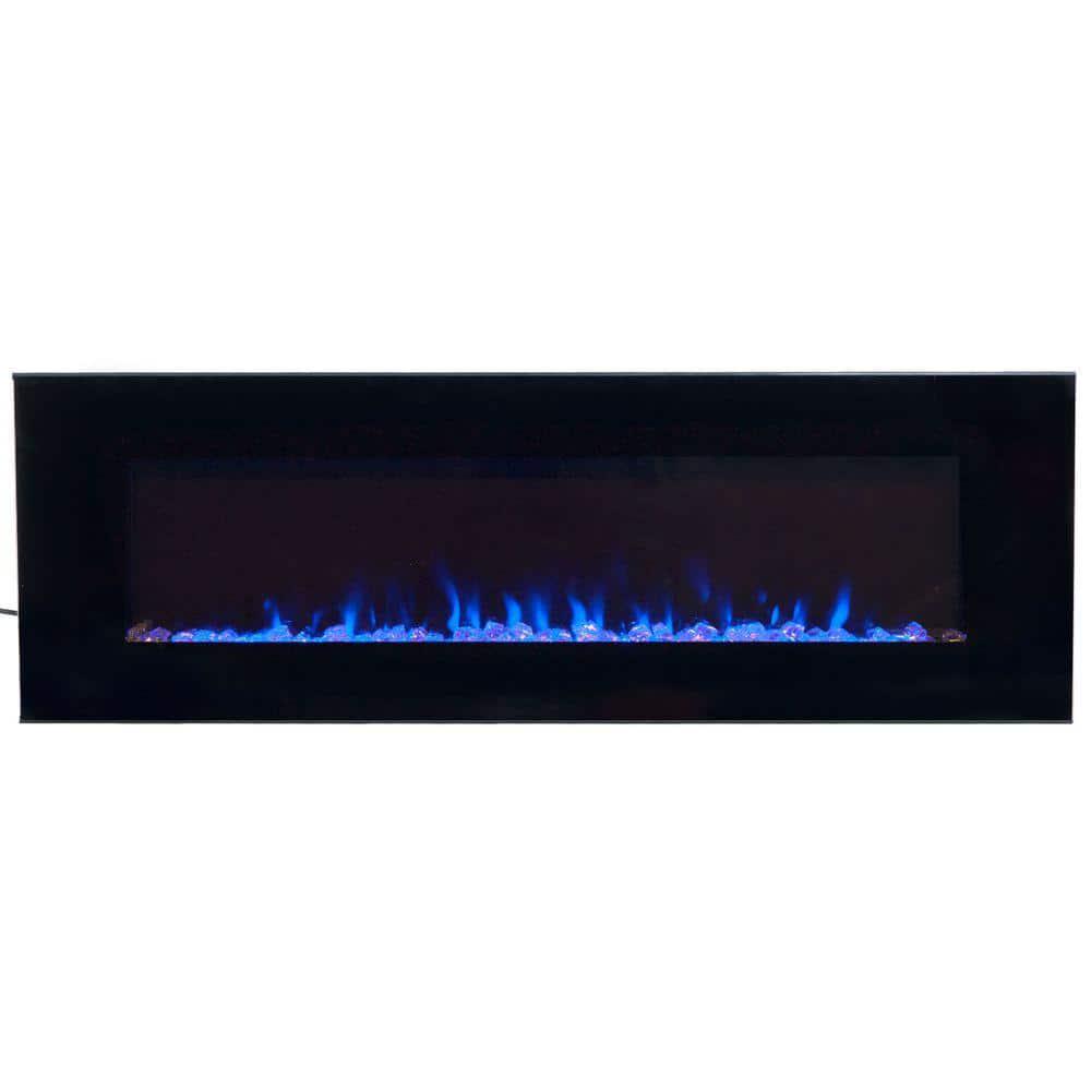 Northwest 54 in LED Fire and Ice Electric Fireplace with Remote in Black