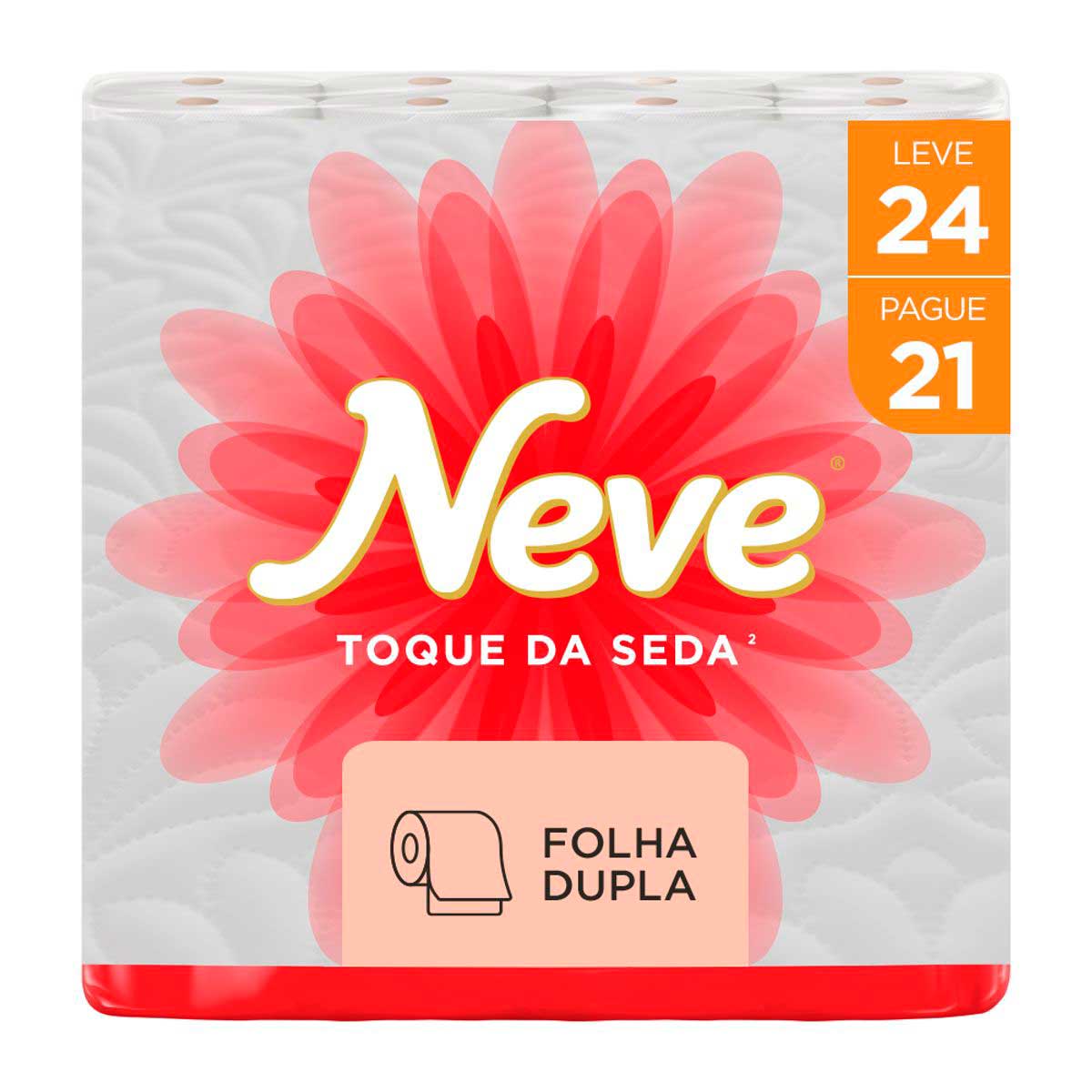 Papel Higienico Neve Toque de Seda Leve 24 Pague 21 - 24 Rolos