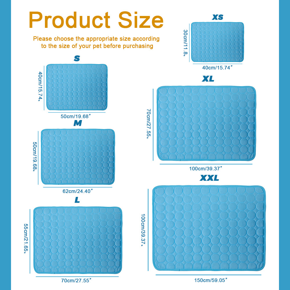 Coloody Pet Dog Washable Dog Cooling Mat Ice Silk Pet Self Cooling Pad Blanket，Suitable for Dogs and Cats